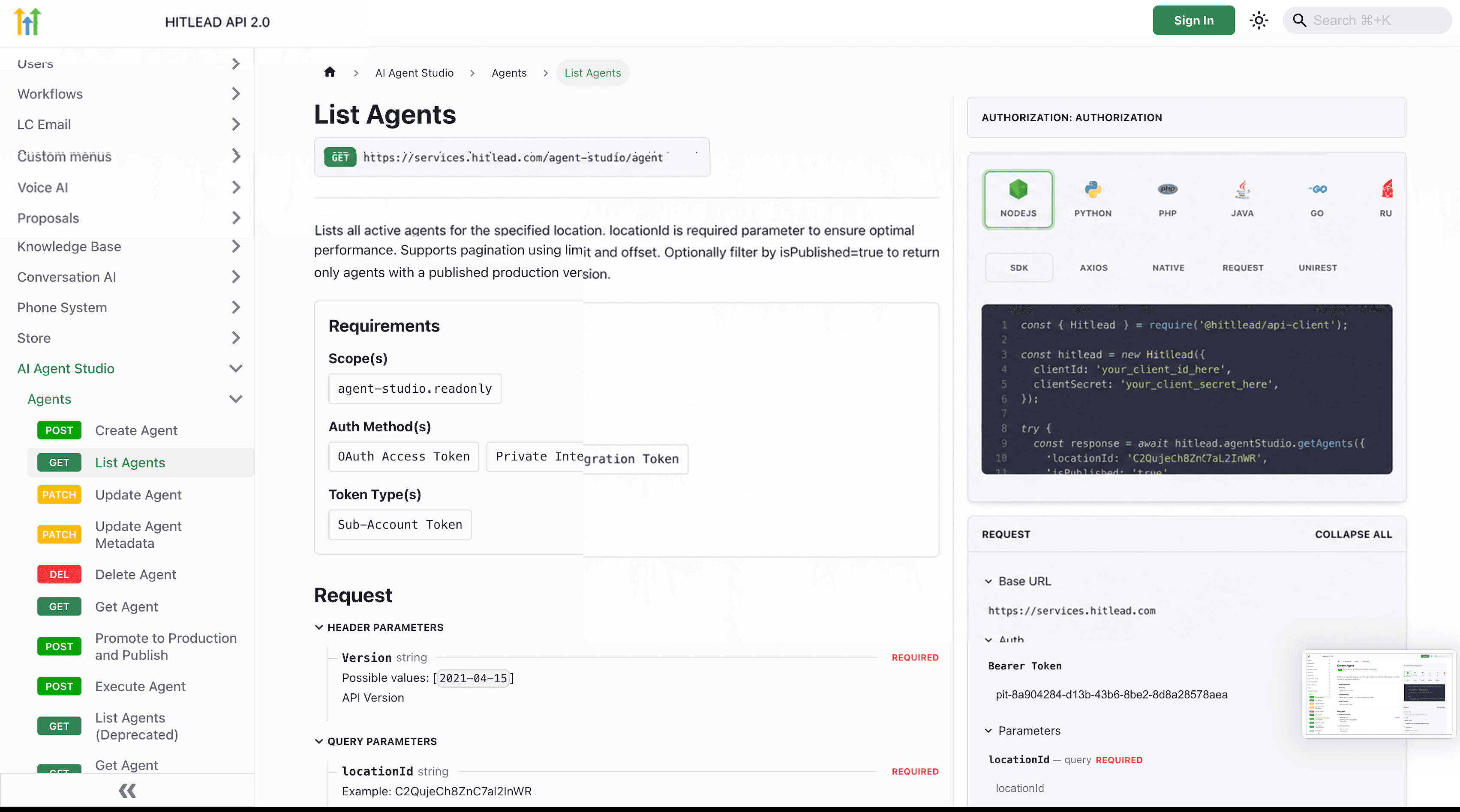 Schermata 3 — Come Usare le API Pubbliche in Agent Studio