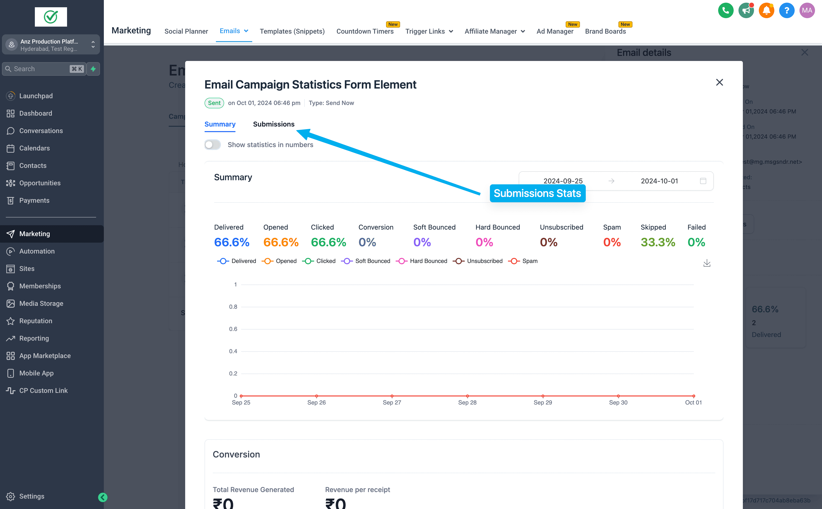 Schermata 6 — Usare l'elemento Inline Form/Survey nelle campagne email