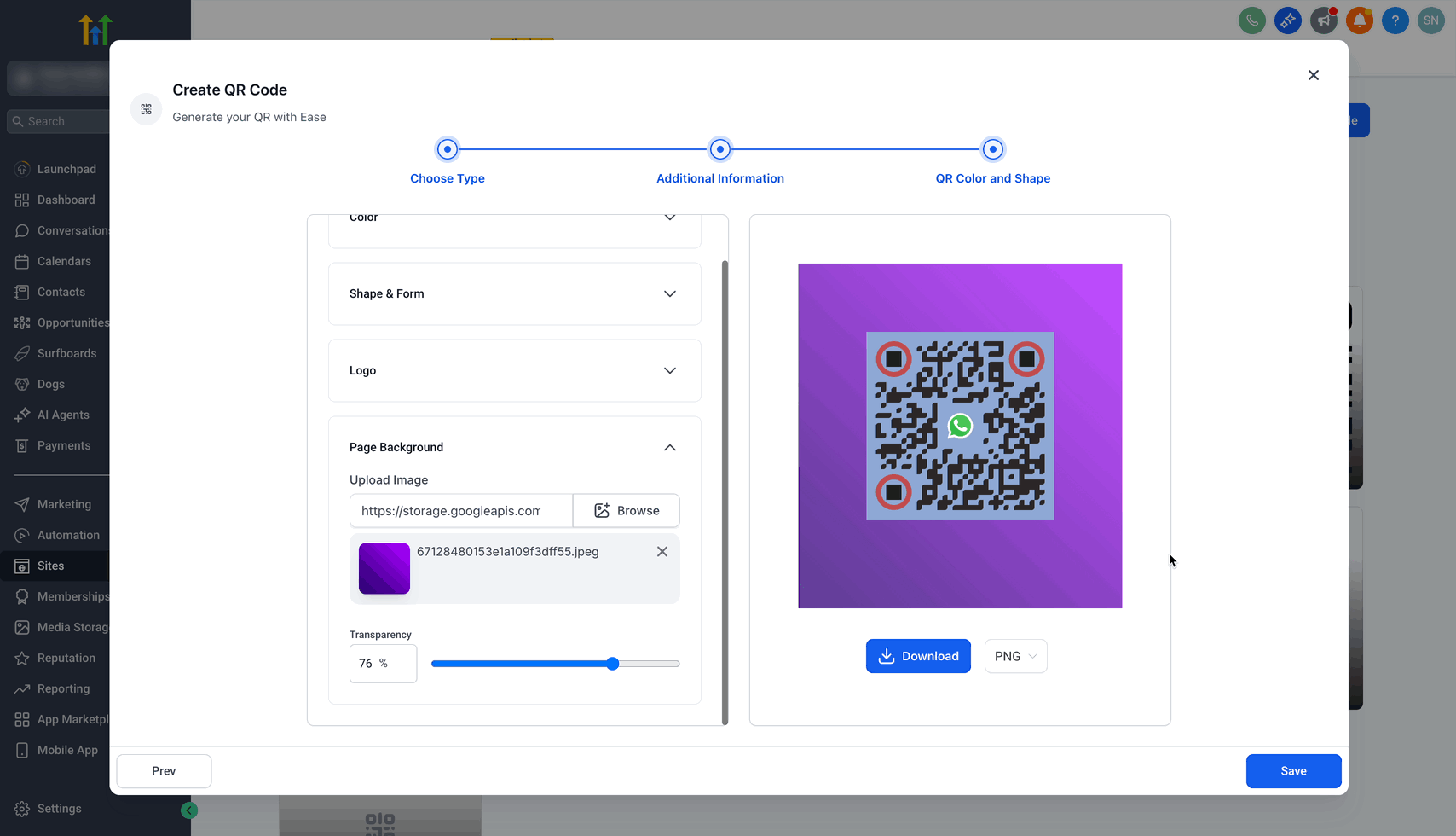 Schermata 9 — Come creare QR Code per biglietti da visita personalizzati