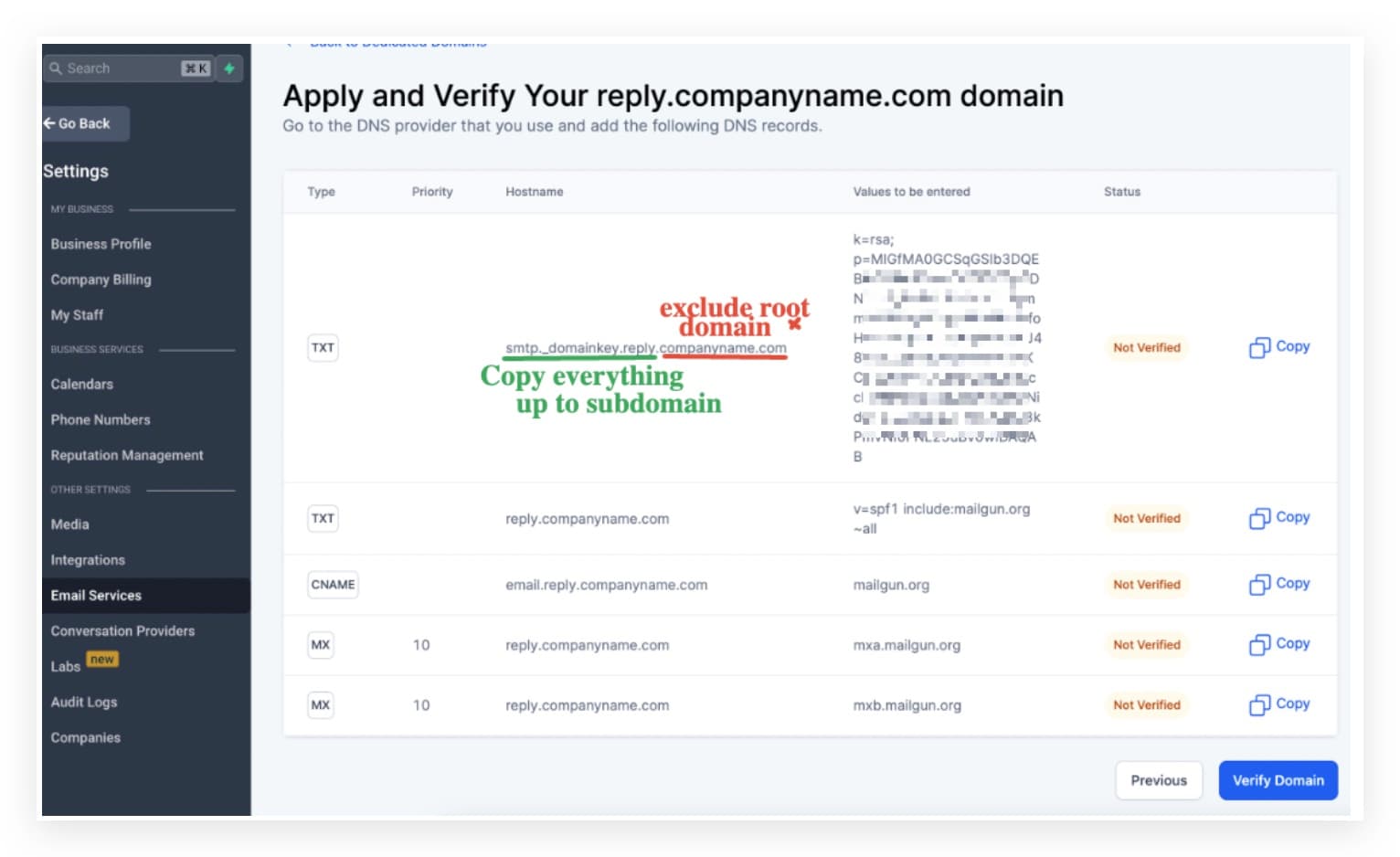 Campo hostname del 2° record TXT in Siteground