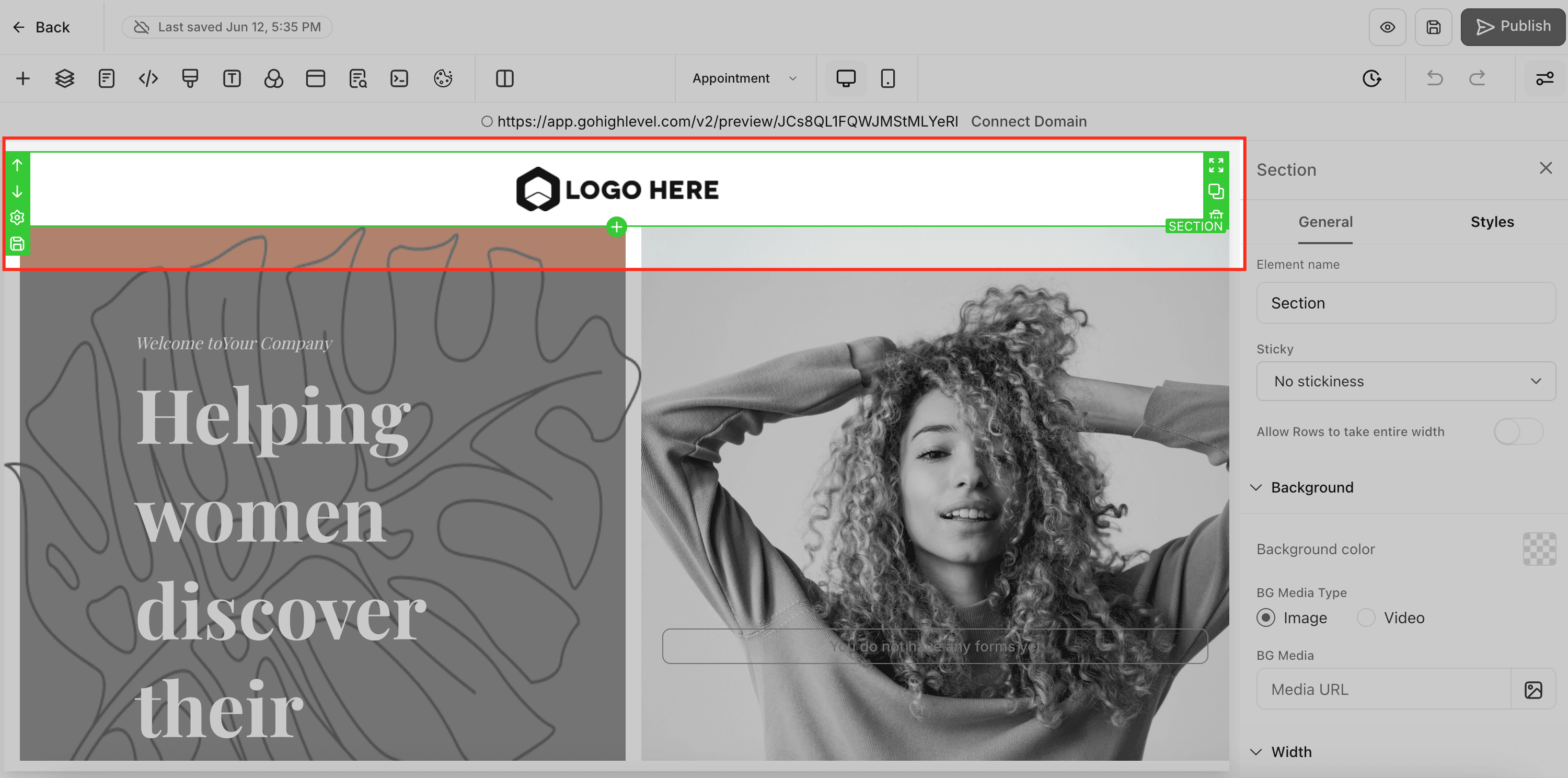 Schermata 2 — Sezioni Salvate - Funnel, Siti Web, Webinar e E-Commerce Store