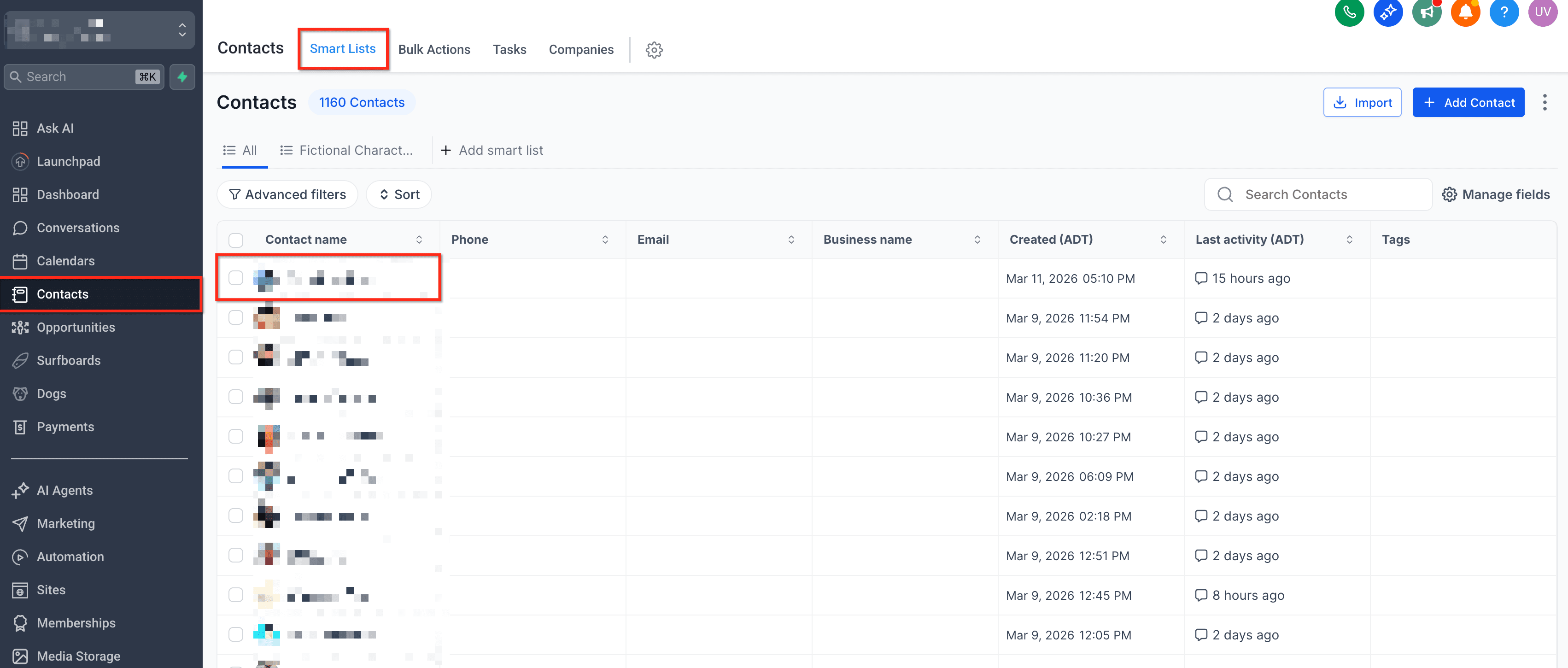 Schermata 1 — Note sugli Oggetti Personalizzati in HITLEAD