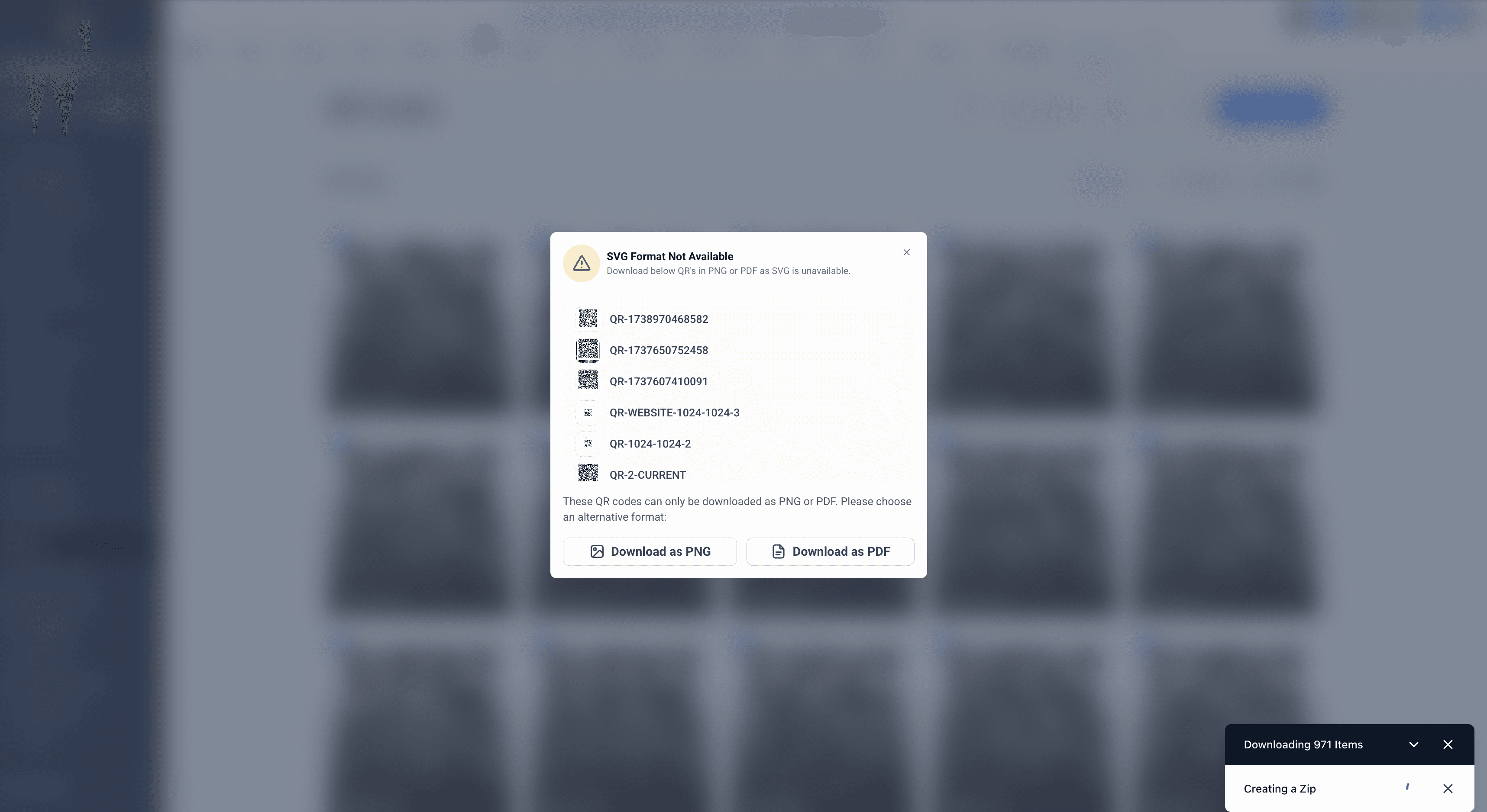 Schermata 6 — Azioni Massive sui QR Code, Rinominazione e Scorciatoia Copia Link
