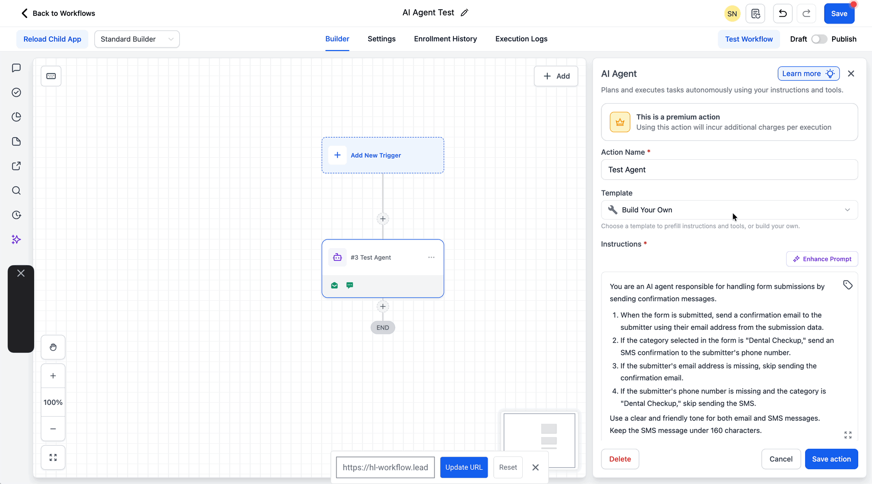 Schermata 13 — Azione Workflow - AI Agent