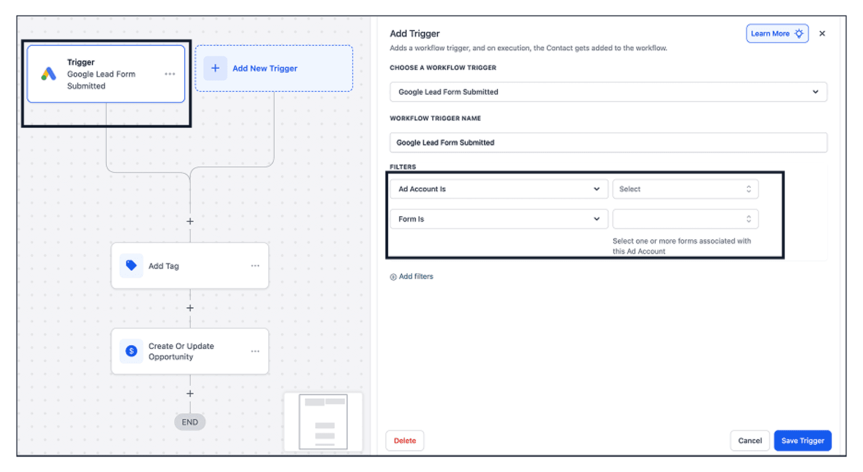 Schermata 5 — Integrazione Google Lead Ads