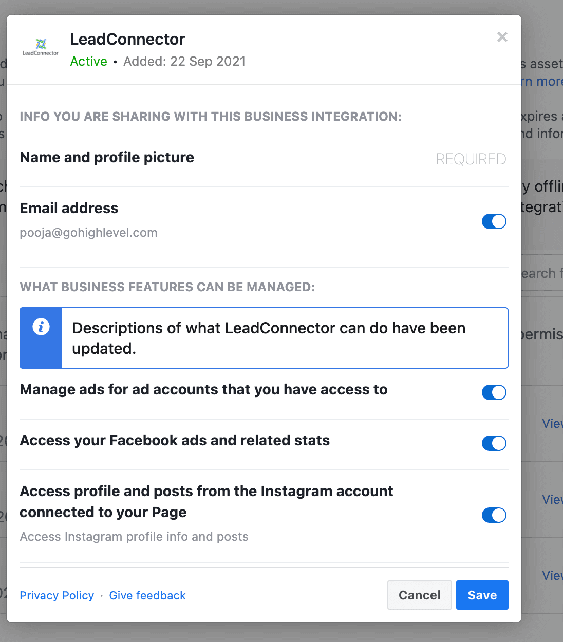 Schermata 9 — Guida alla risoluzione dei problemi di pubblicazione su Facebook