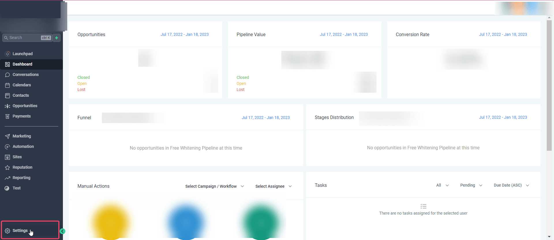 Schermata 1 — URL Personalizzato per i Calendari Non Assegnati