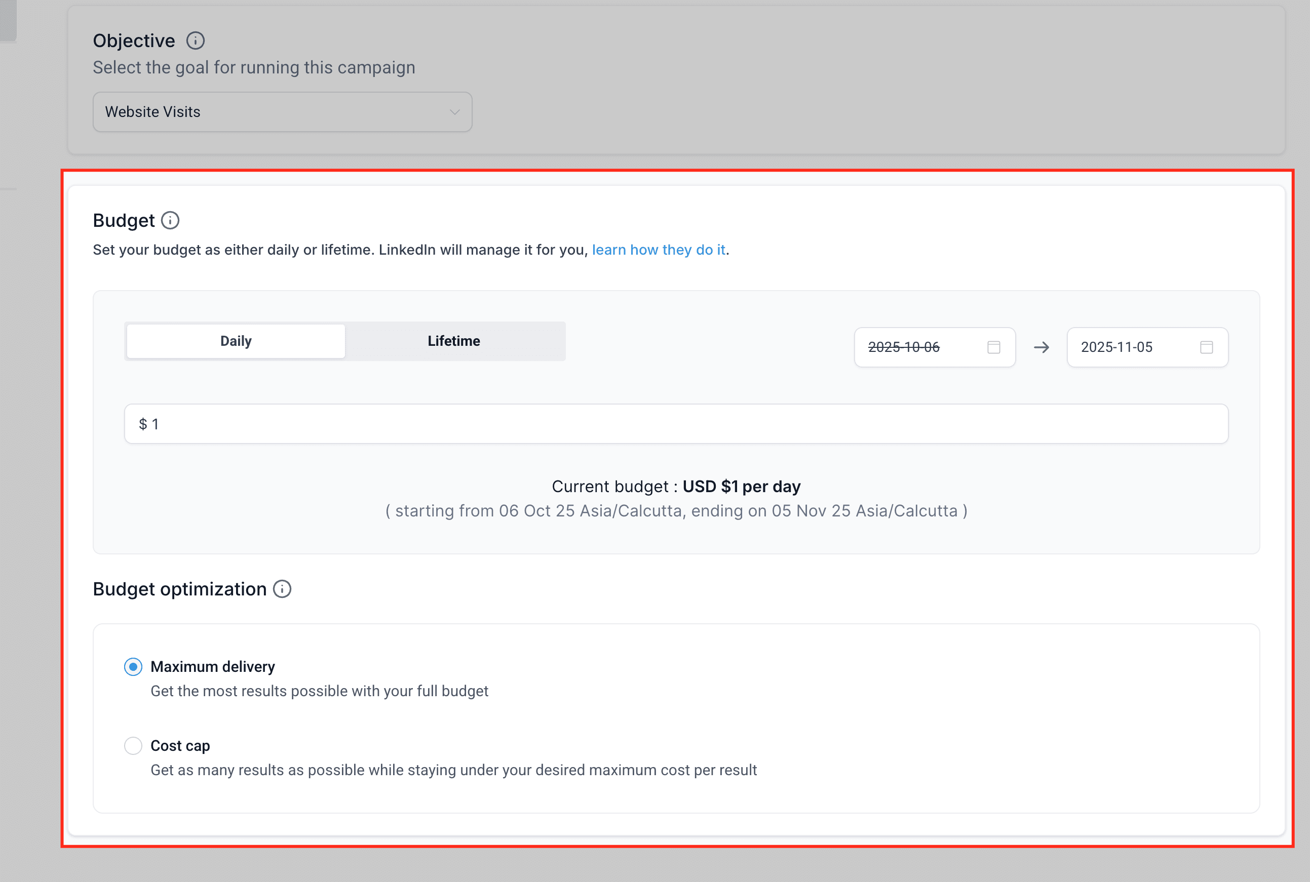 Schermata 10 — Creare e gestire annunci LinkedIn in HITLEAD Ad Manager