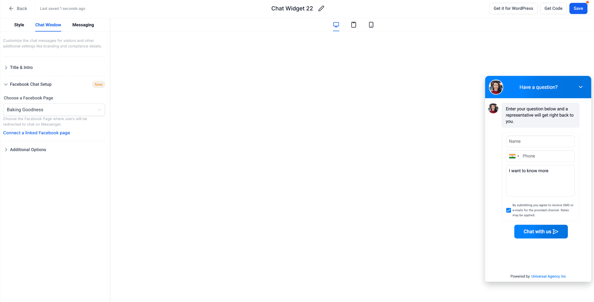 Schermata 4 — Guida introduttiva al Chat Widget