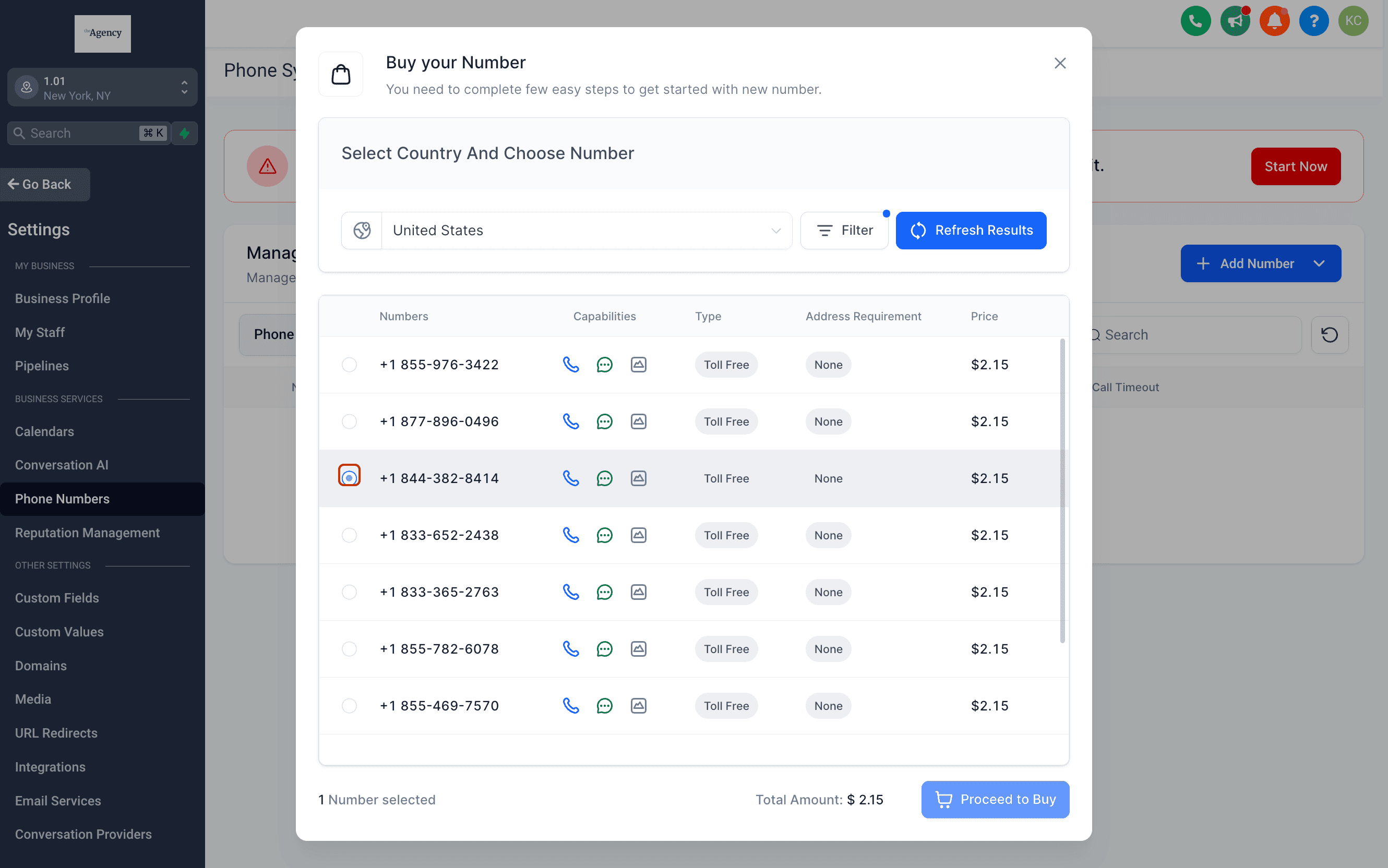 Schermata 7 — Come acquistare un numero verde (toll-free) in HITLEAD