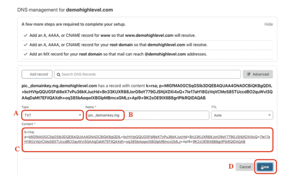 Aggiunta del secondo record TXT in Cloudflare