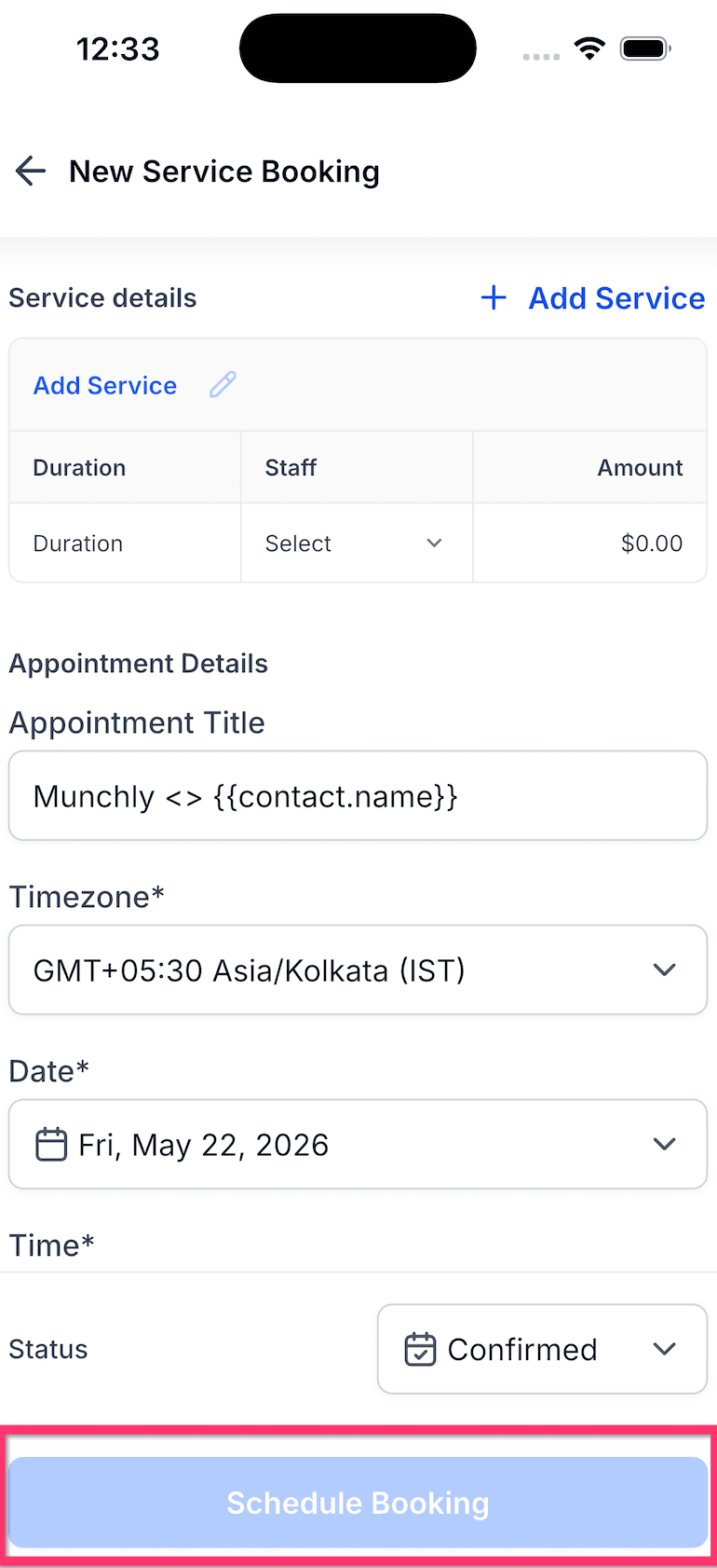 Schermata 11 — Come prenotare appuntamenti Service (v2) tramite l'app mobile