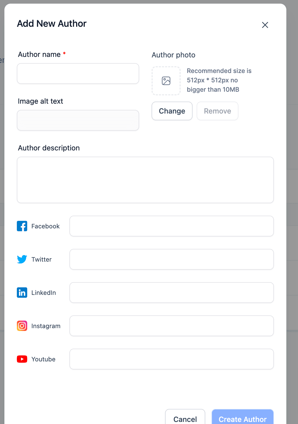 Schermata 3 — Come aggiungere autori al Blog Builder