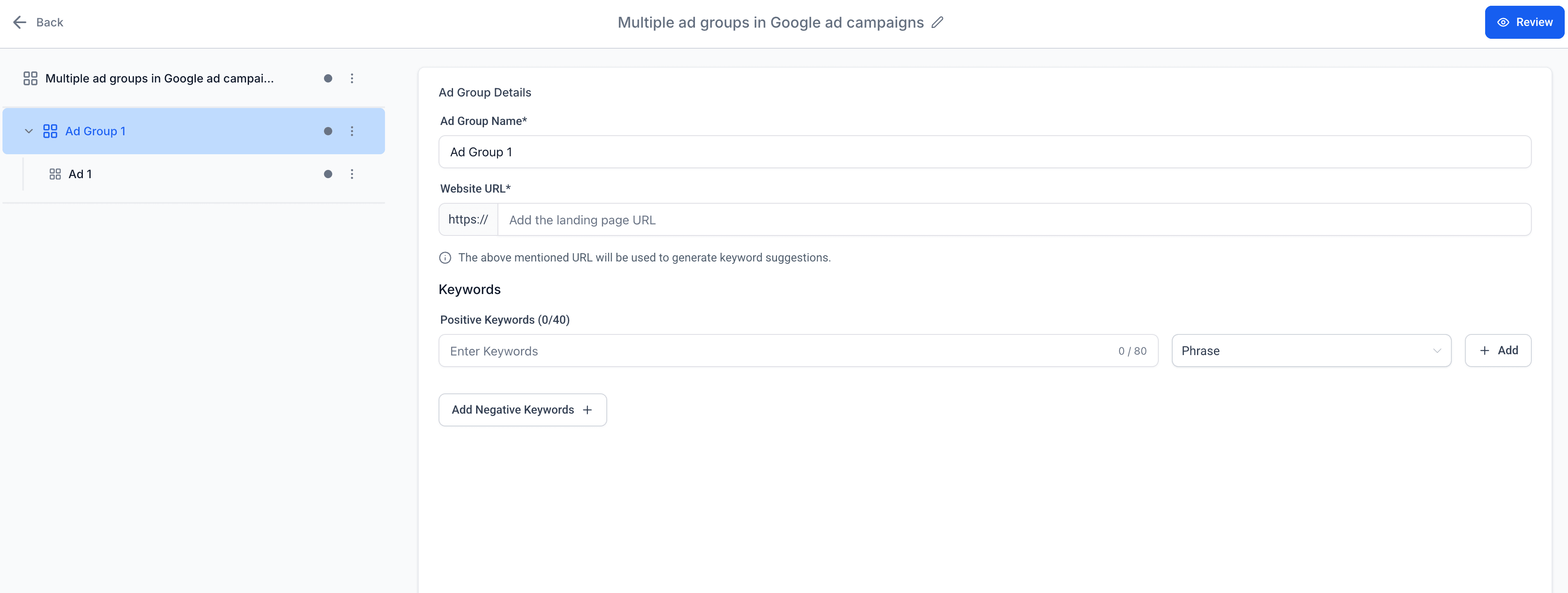 Schermata 12 — Ad Manager - Creare una Campaign di Ricerca Google