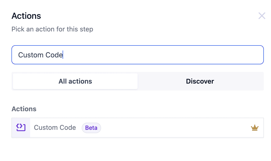 Schermata 1 — Azione Workflow - Custom Code con AI
