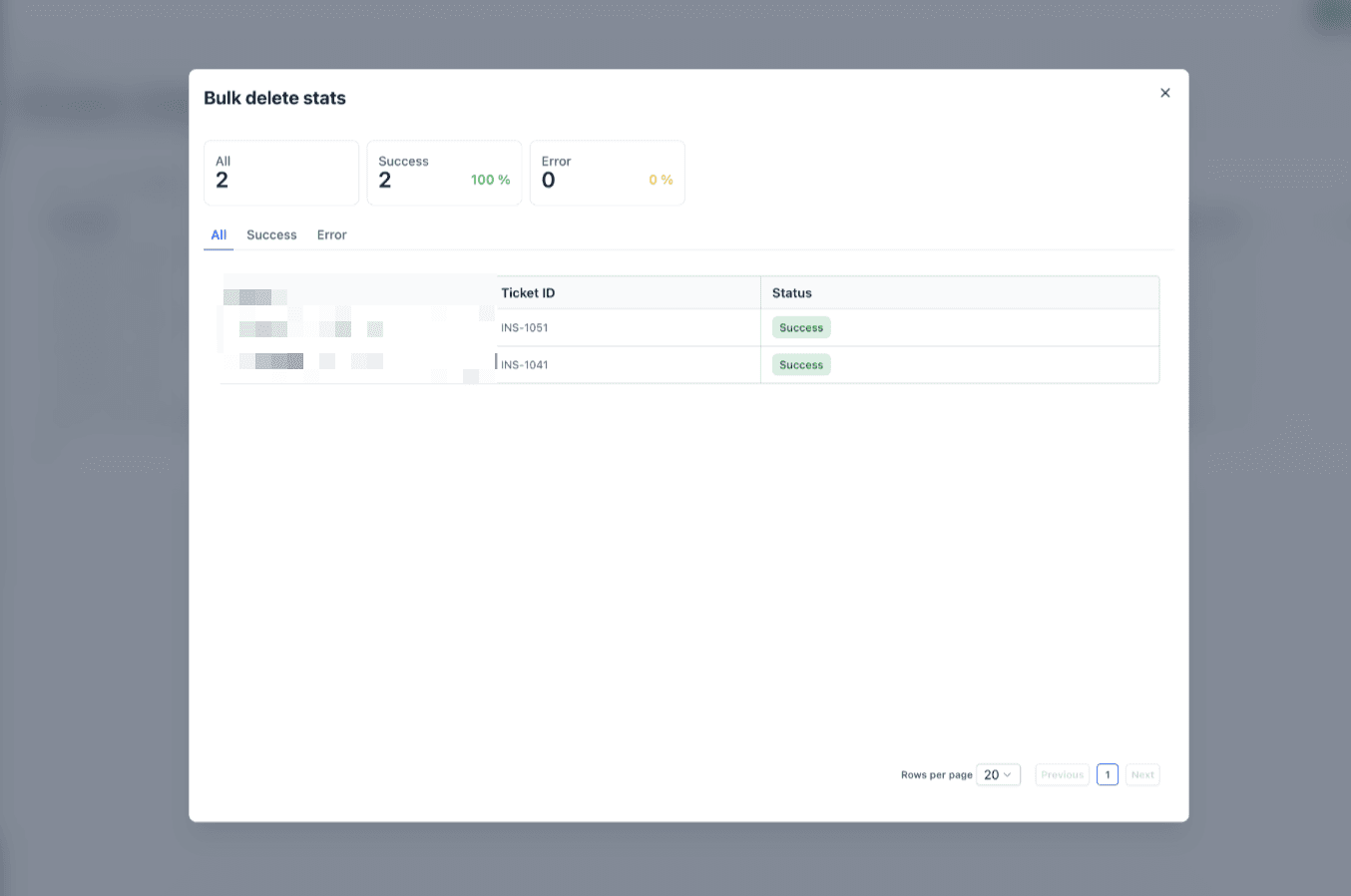 Schermata 5 — Eliminazione e Ripristino in Blocco di Record per Oggetti Personalizzati, Aziende e Task