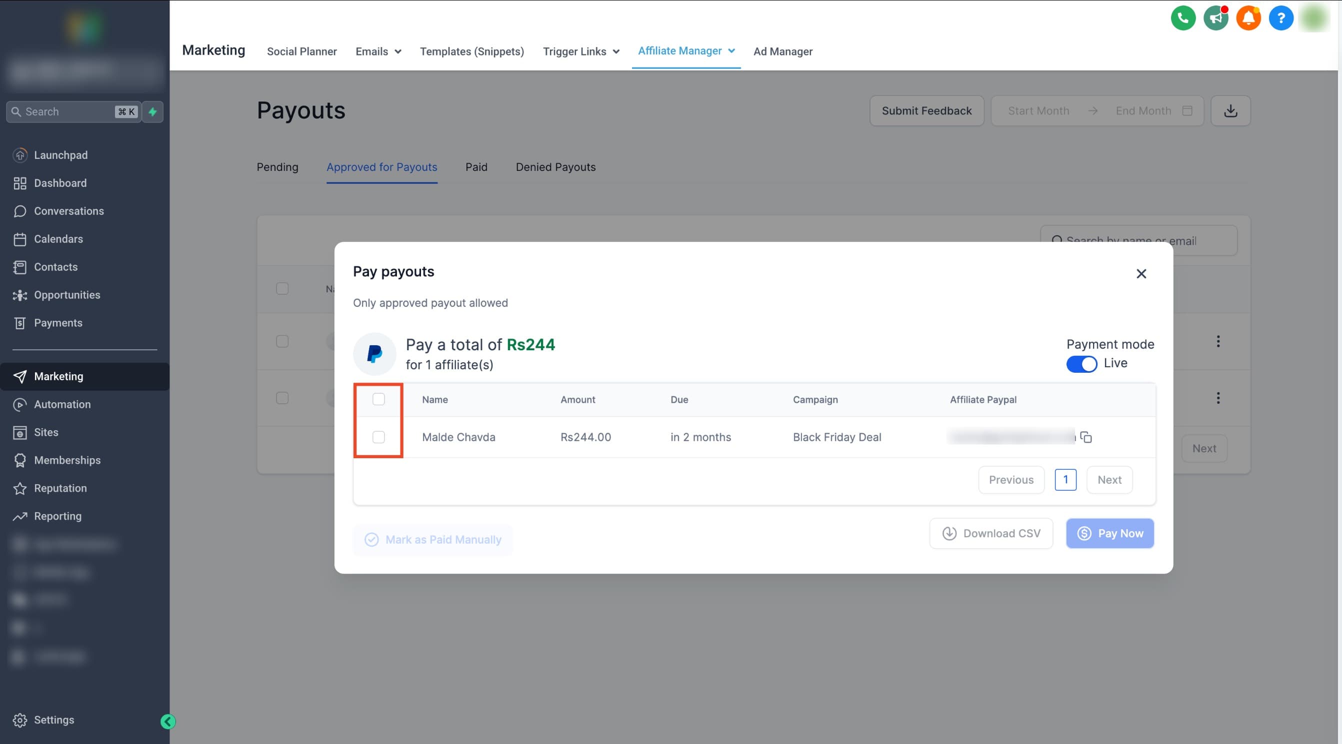 Schermata 10 — Come Configurare e Pagare gli Affiliati con i Pagamenti Automatici PayPal