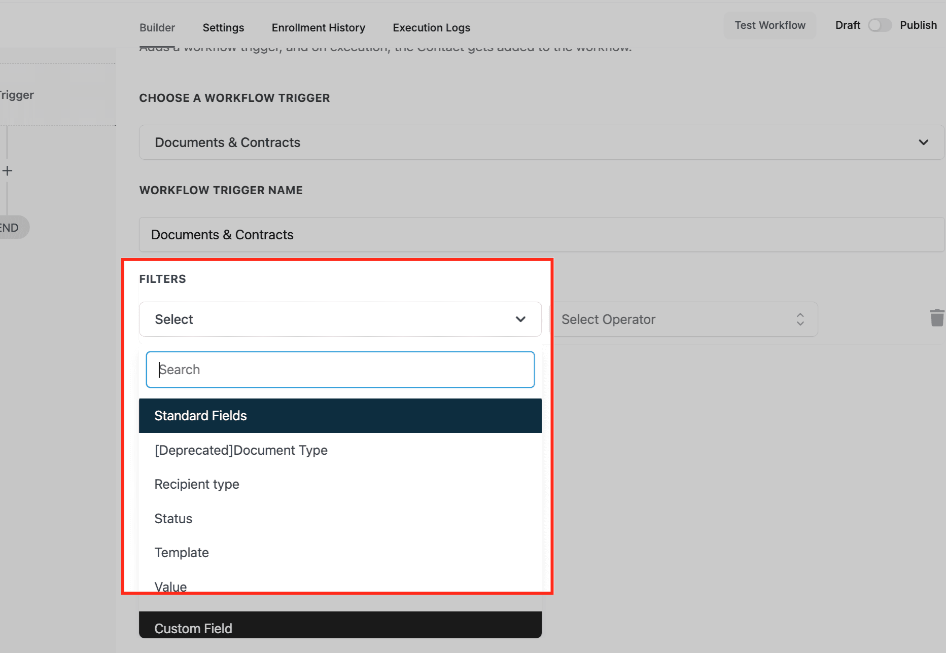 Schermata 5 — Workflow Trigger - Documenti e Contratti