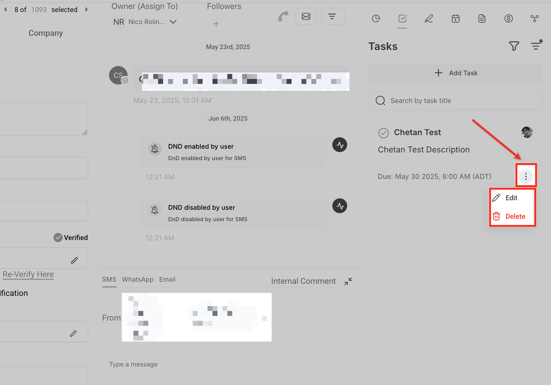 Schermata 5 — Gestione Unificata dei Task tra Contatti e Opportunità