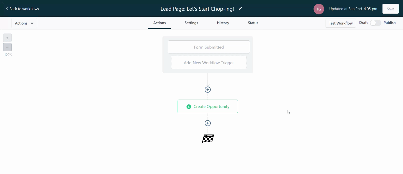 Schermata 4 — Workflow Trigger - Contact Tag
