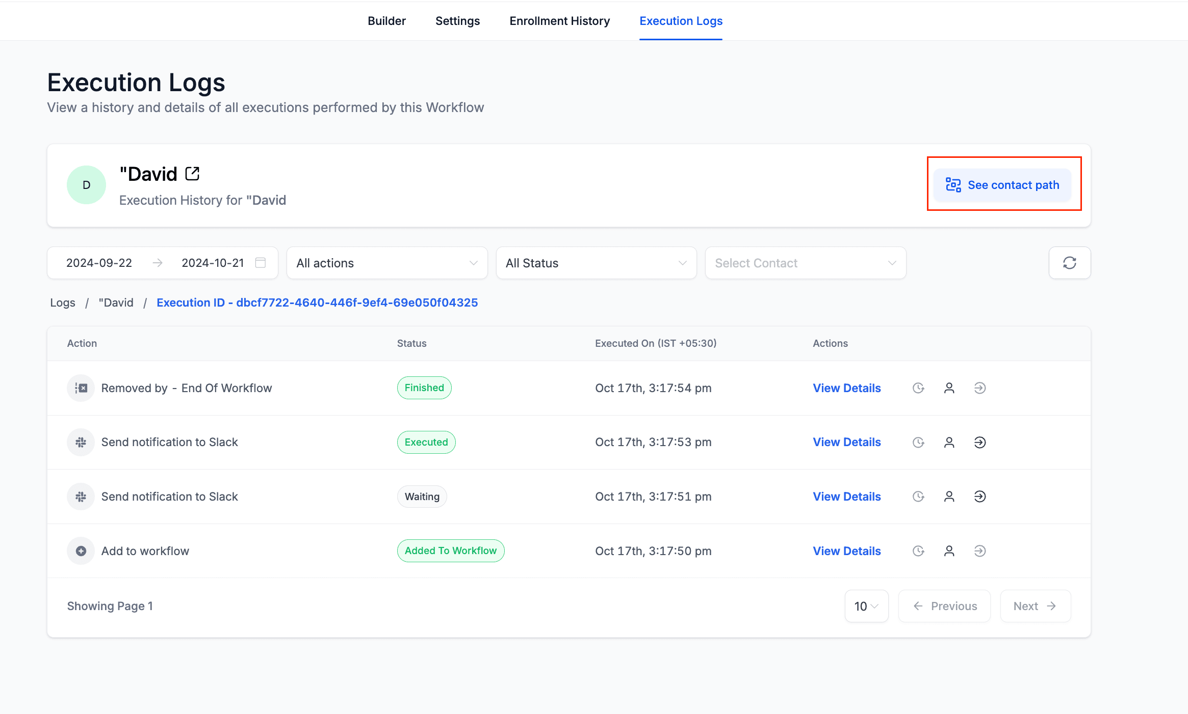 Schermata 11 — Workflow – Log di Esecuzione Migliorati e Cronologia degli Iscritti