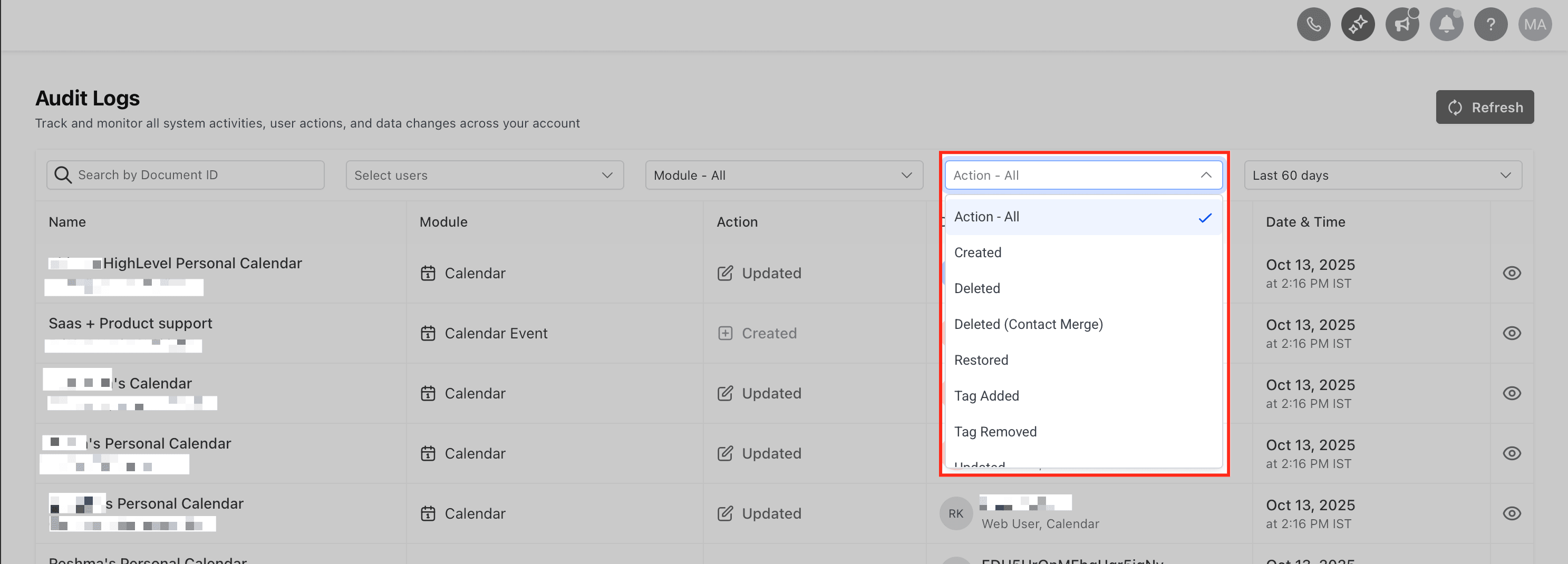 Schermata 5 — Audit Logs