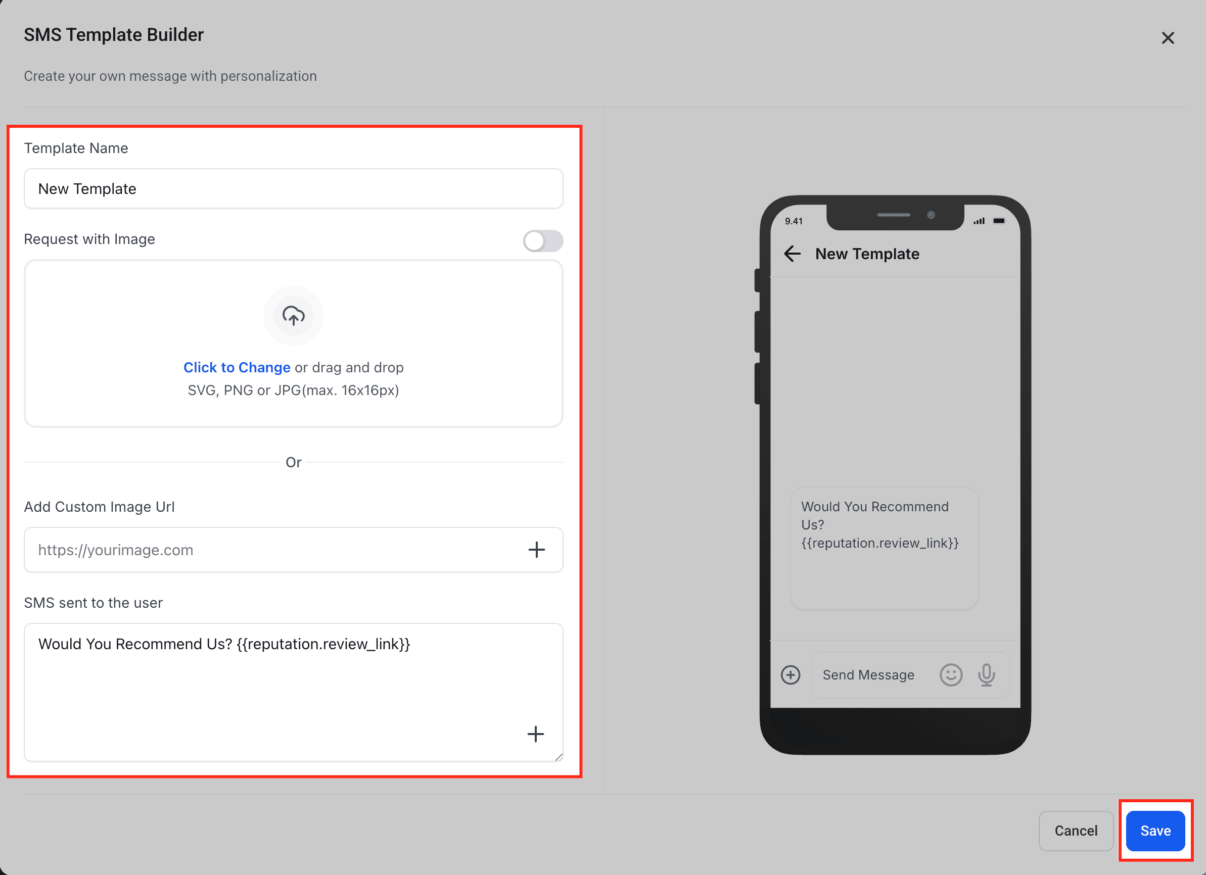 Schermata 11 — Come personalizzare i messaggi di richiesta recensione (SMS/Email)