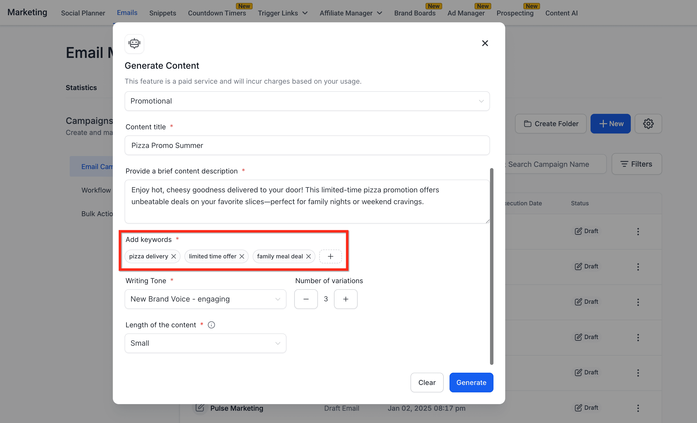 Schermata 7 — Integrazione Brand Voice nel Content AI