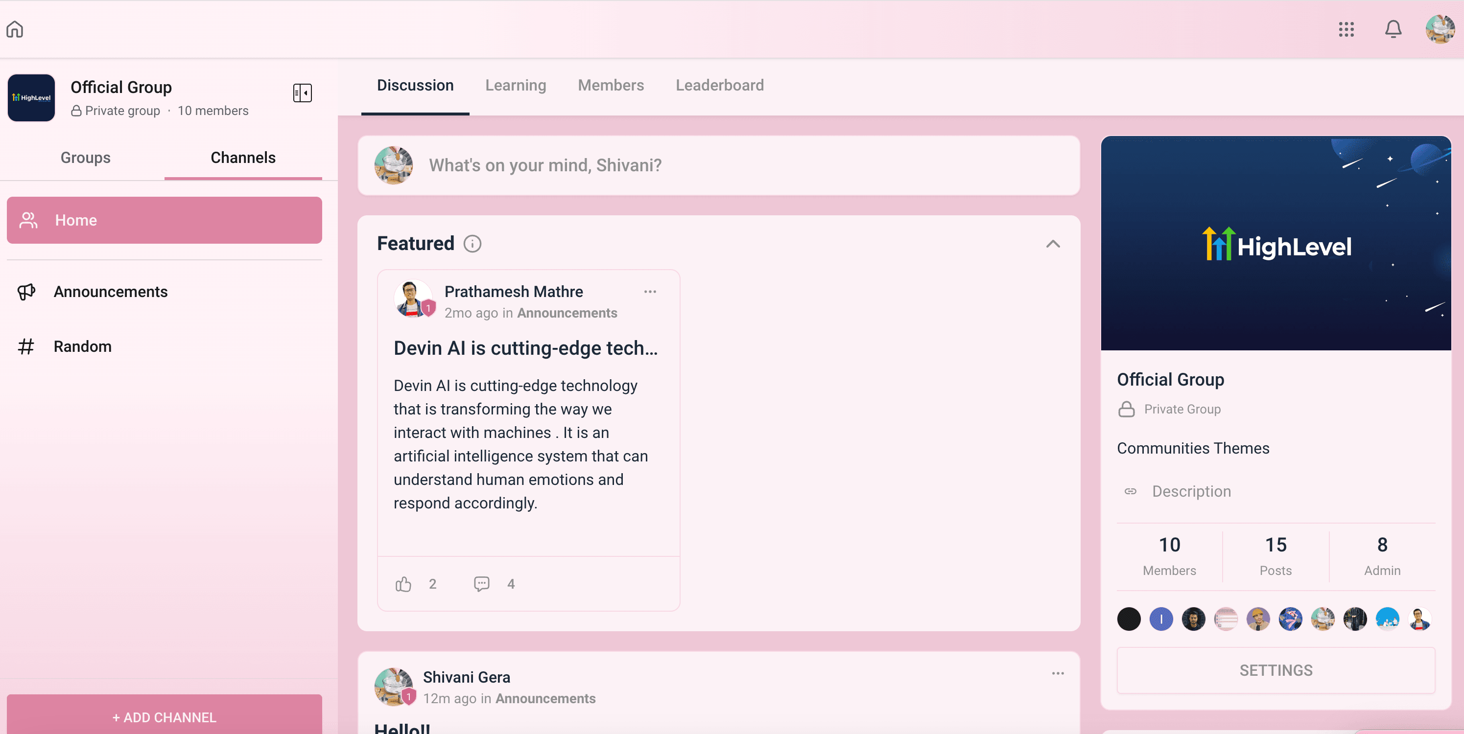 Schermata 3 — Communities - Cambia il tema del tuo gruppo