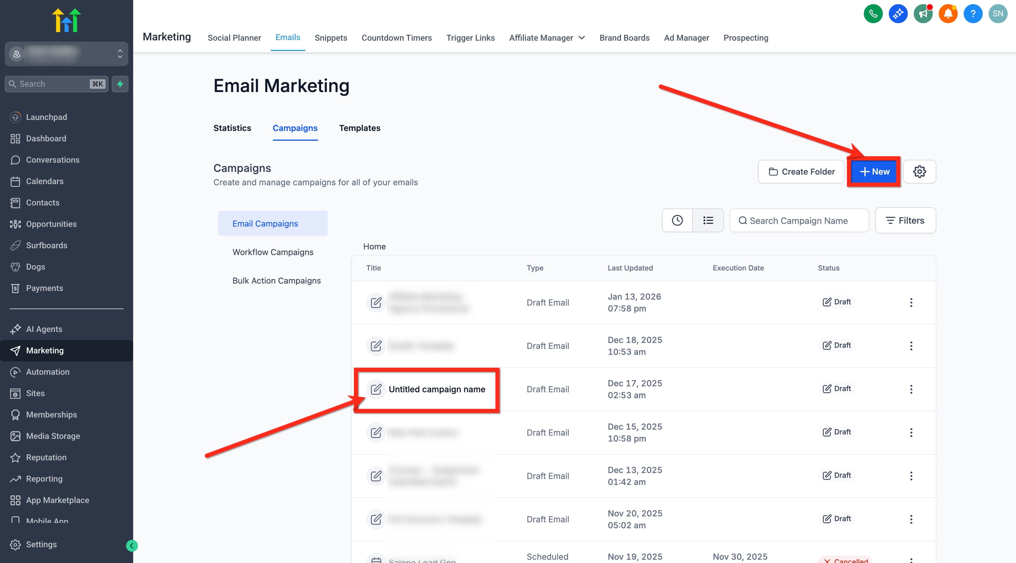 Schermata 2 — Come pianificare le Email Campaign in modalità batch