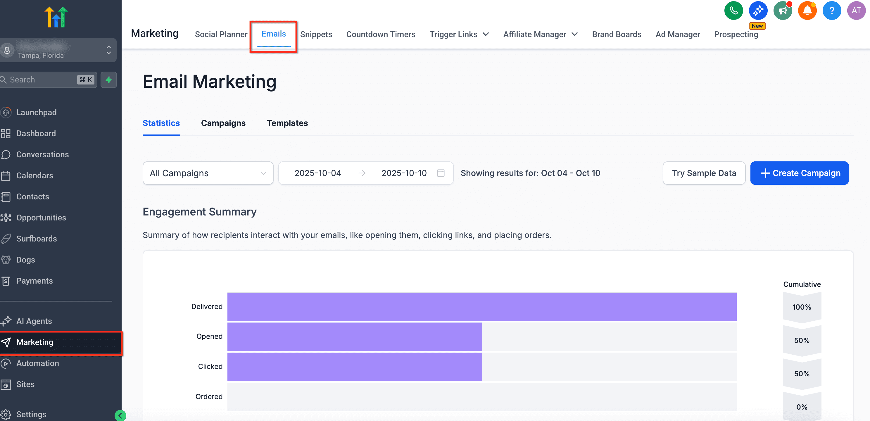 Schermata 3 — Smart Send: Campaign di Email Marketing