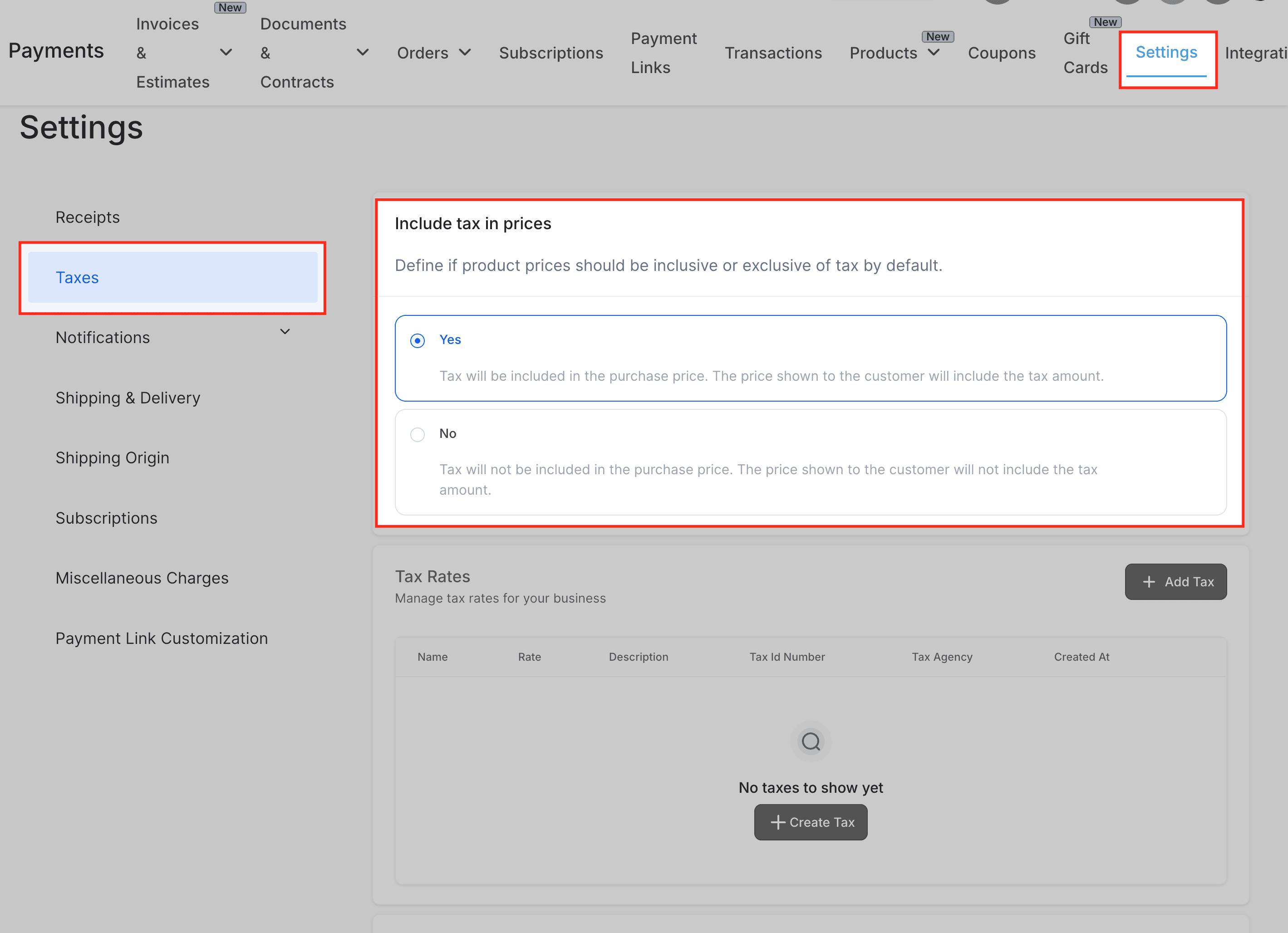 Schermata 1 — Come configurare le tasse per le offerte dei corsi in HITLEAD