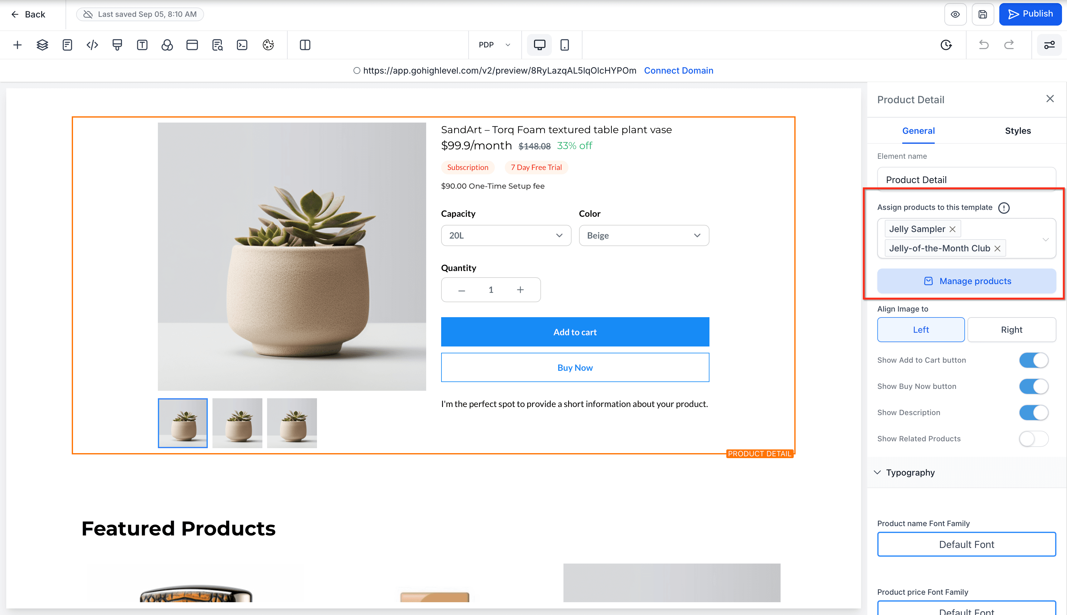 Schermata 6 — Pagina Dettaglio Prodotto Personalizzata per gli Store E-commerce