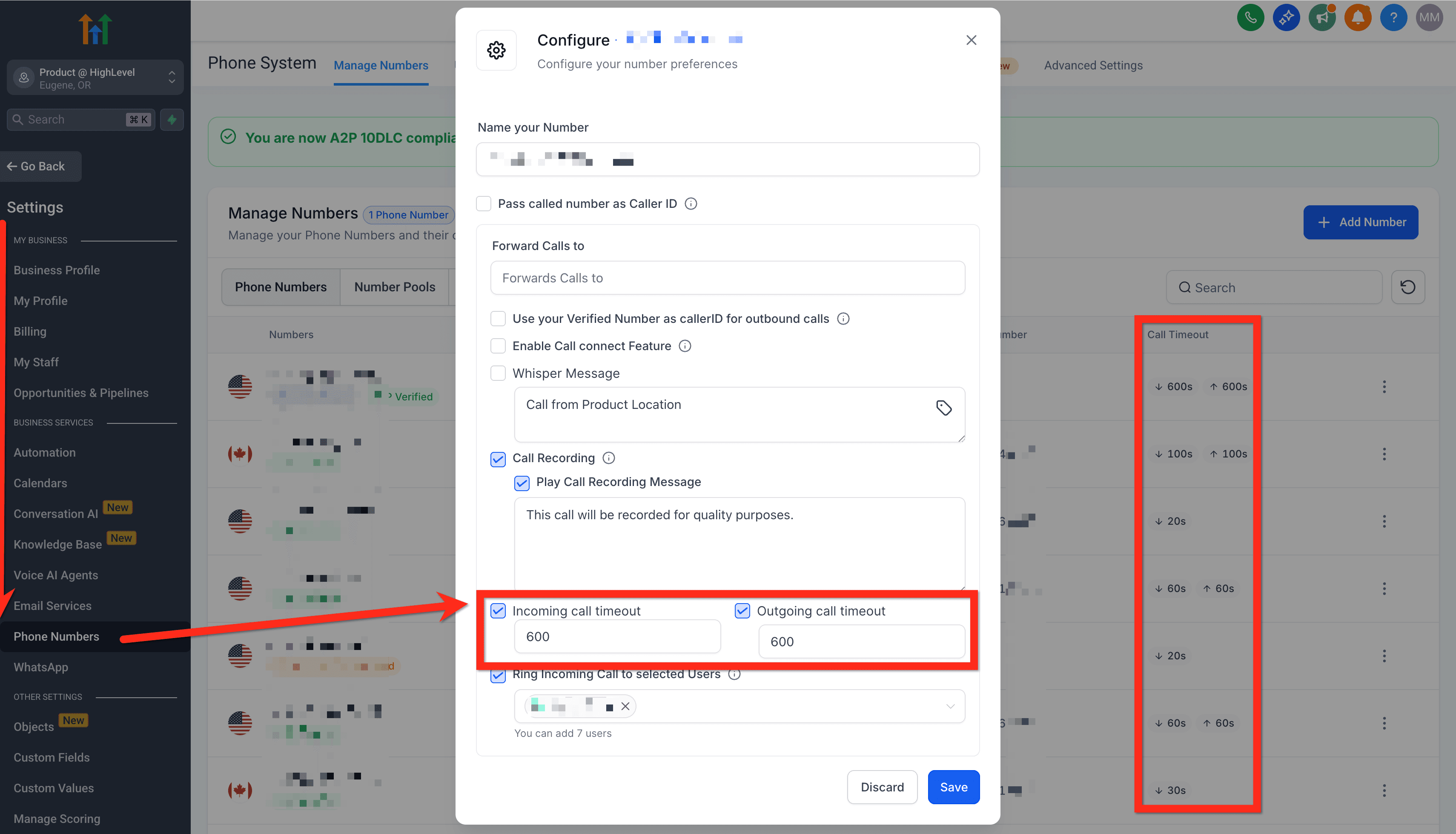 Schermata 7 — Chiamate in uscita con il Dialer nell'app web (Softphone)