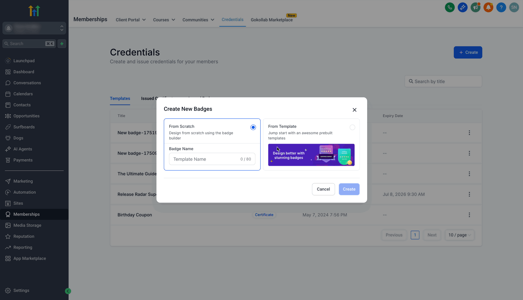 Schermata 2 — Come usare i Badge nel Certificate Builder