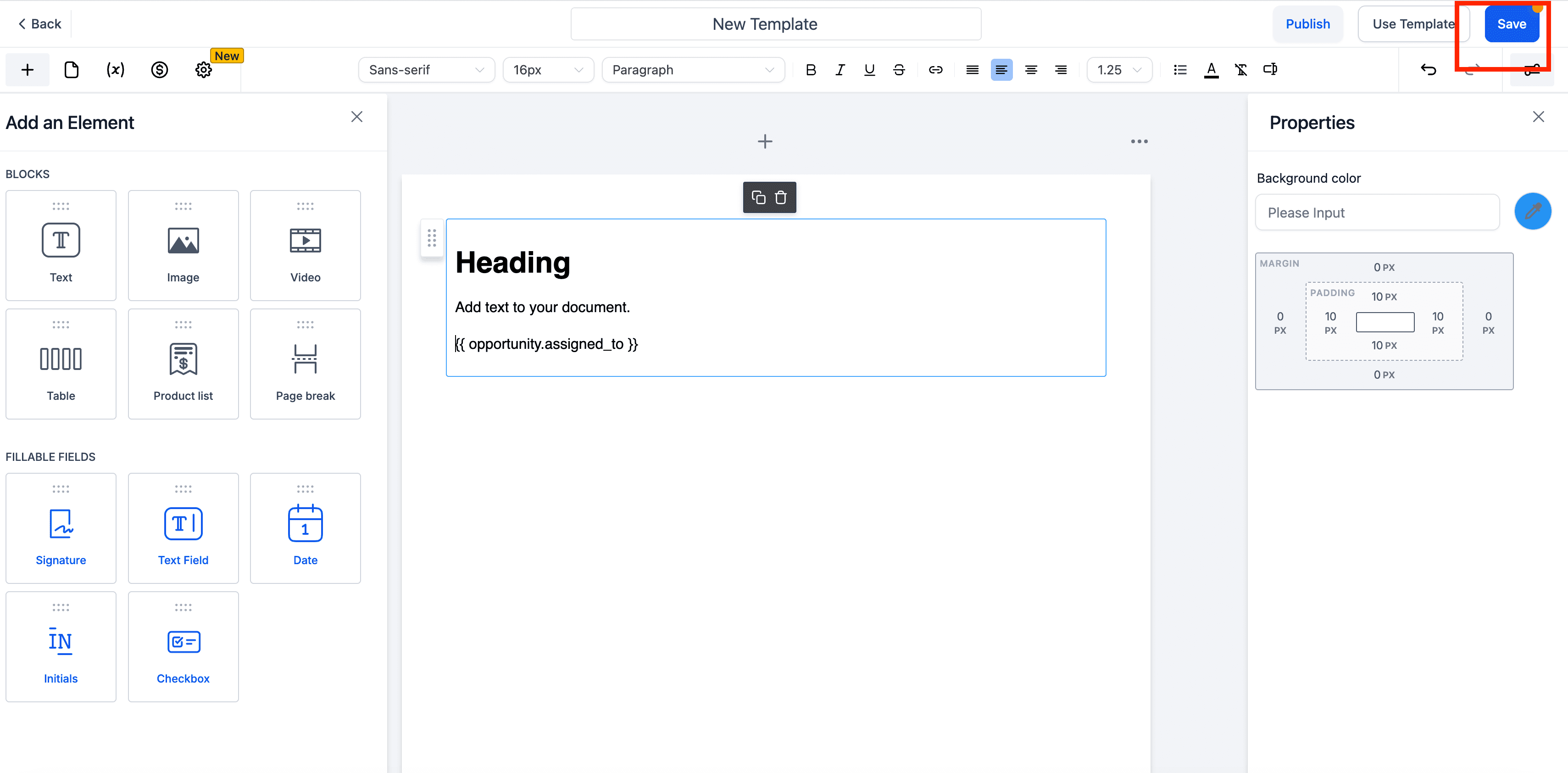 Schermata 7 — Template Documenti & Contratti con Valori Personalizzati delle Opportunità