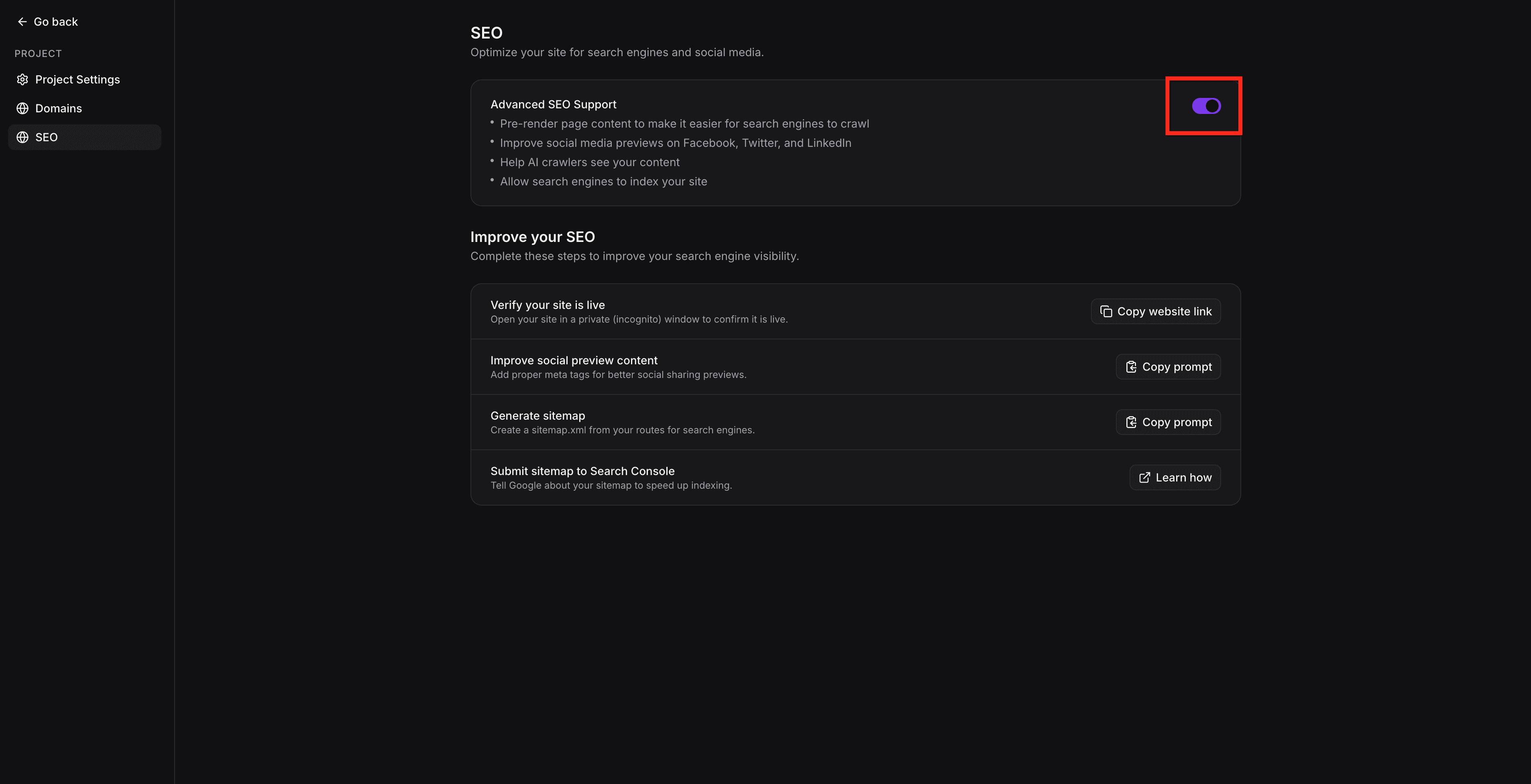 Schermata 7 — Supporto SEO Avanzato in AI Studio