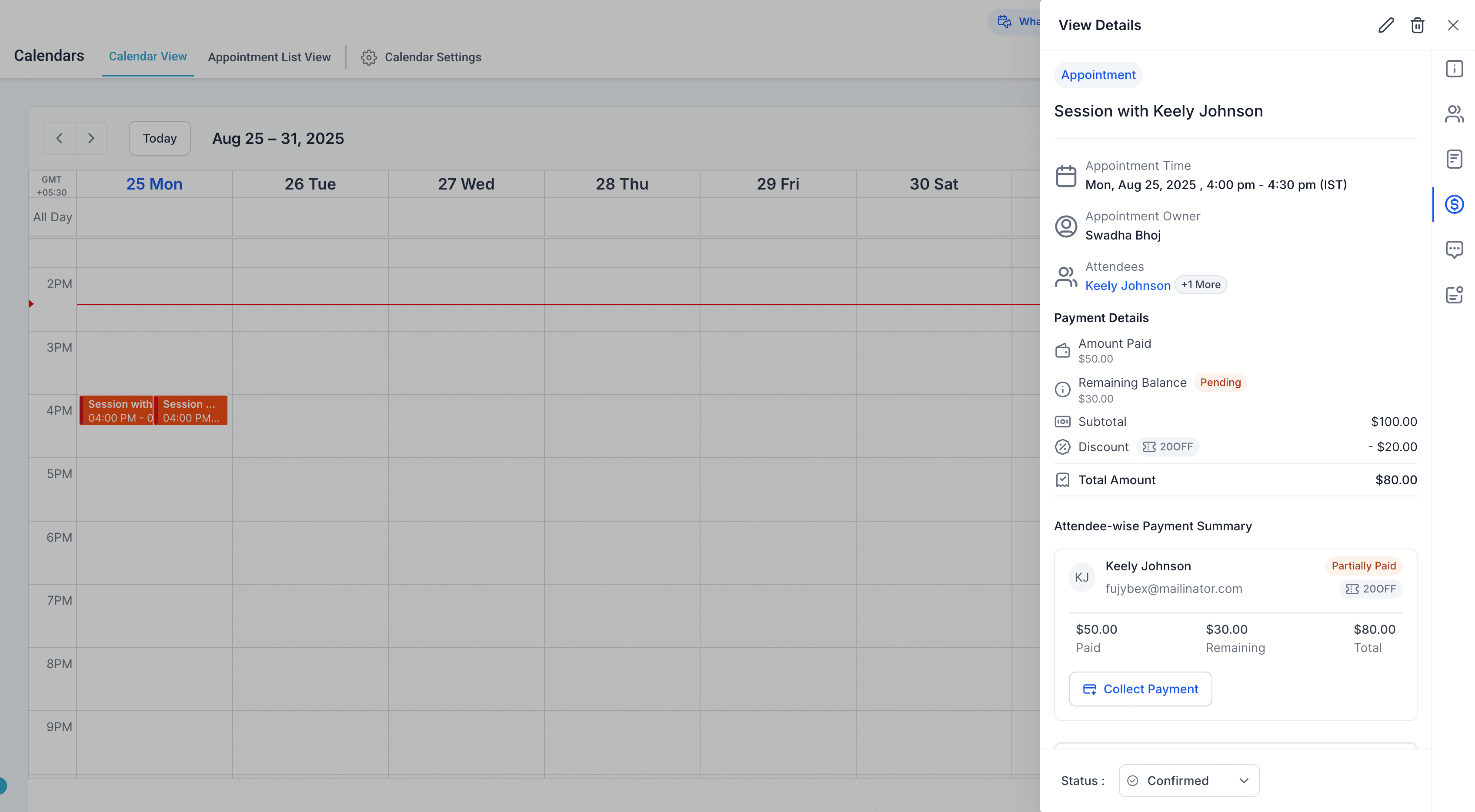 Screenshot tab pagamenti