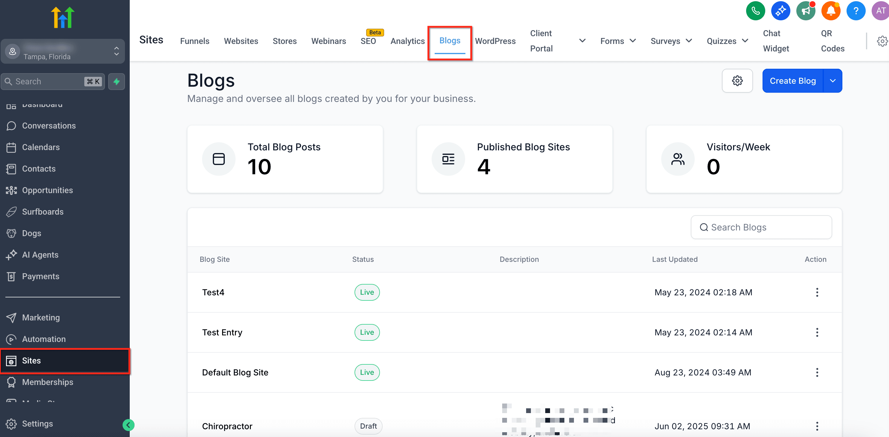 Schermata 1 — RSS Feed per i Blog