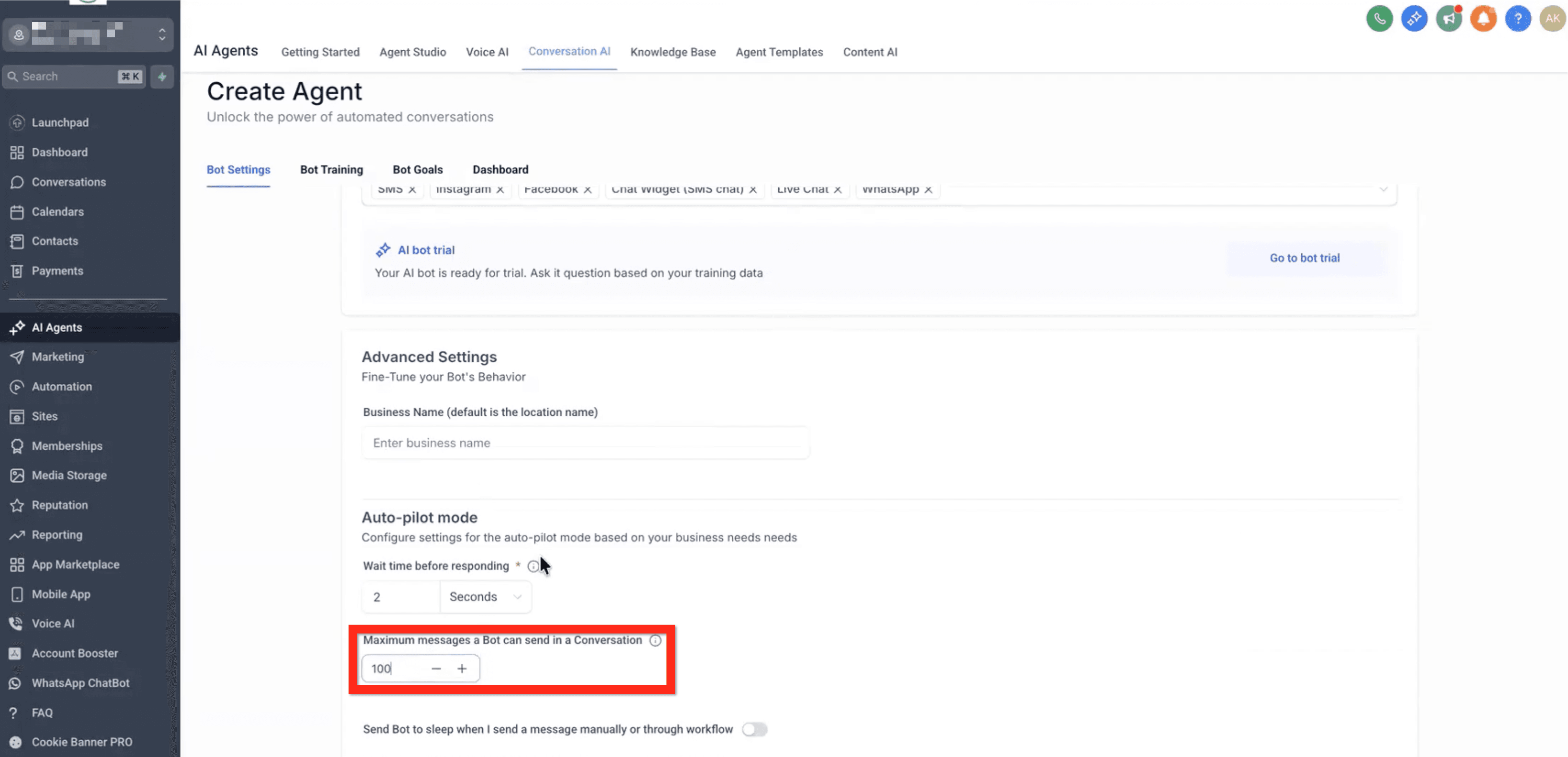 Schermata 3 — Flow Builder per Conversation AI