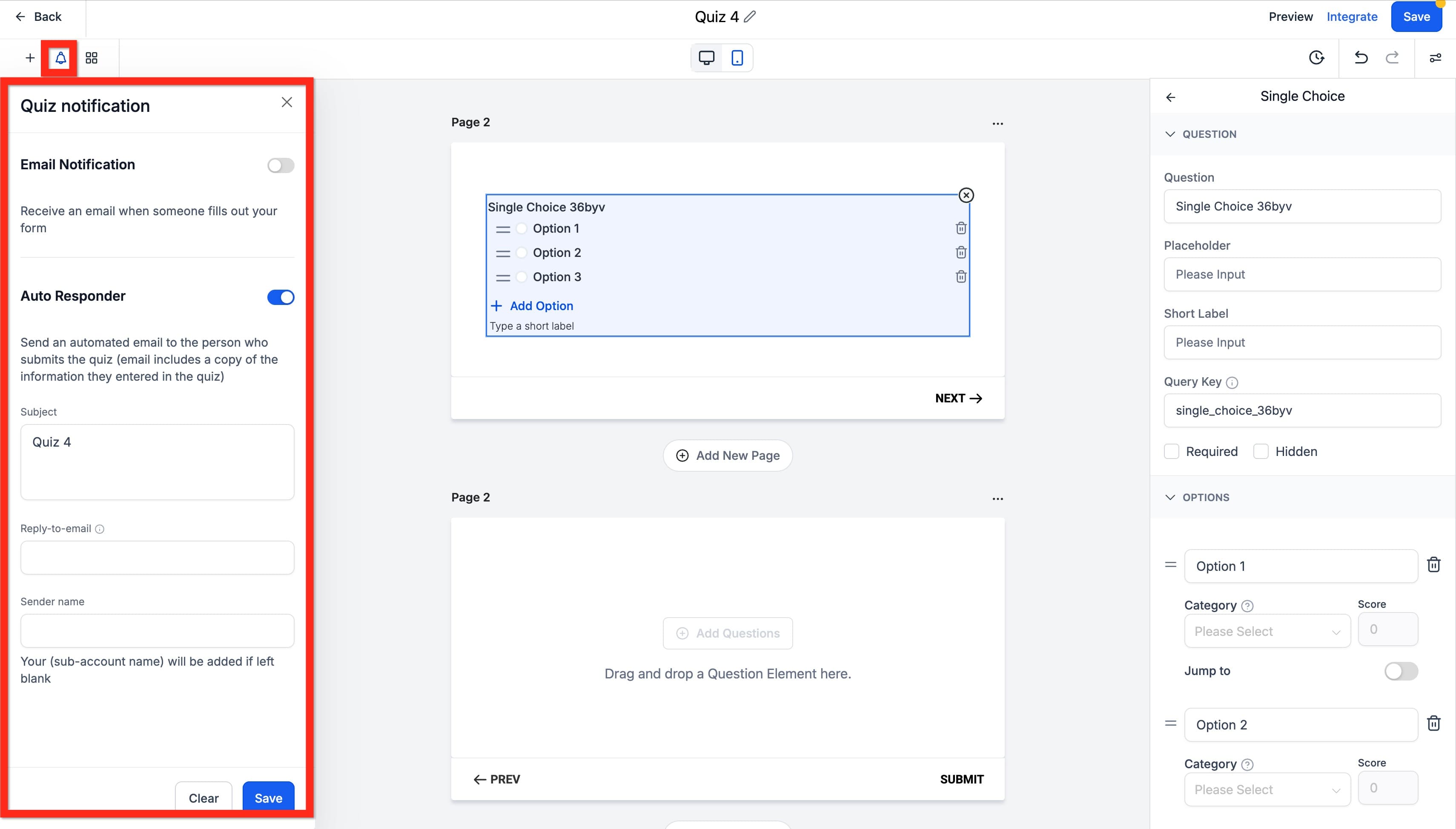 Schermata 14 — Guida al Quiz Builder