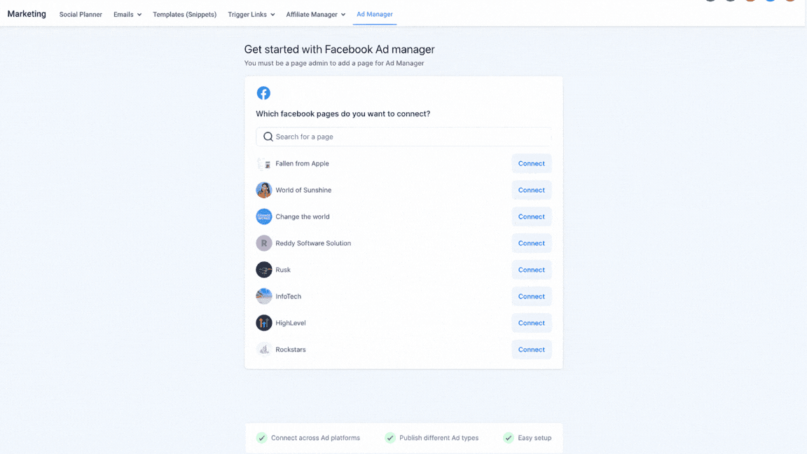 Schermata 2 — Collegare l'Account Business di Facebook ad Ad Manager