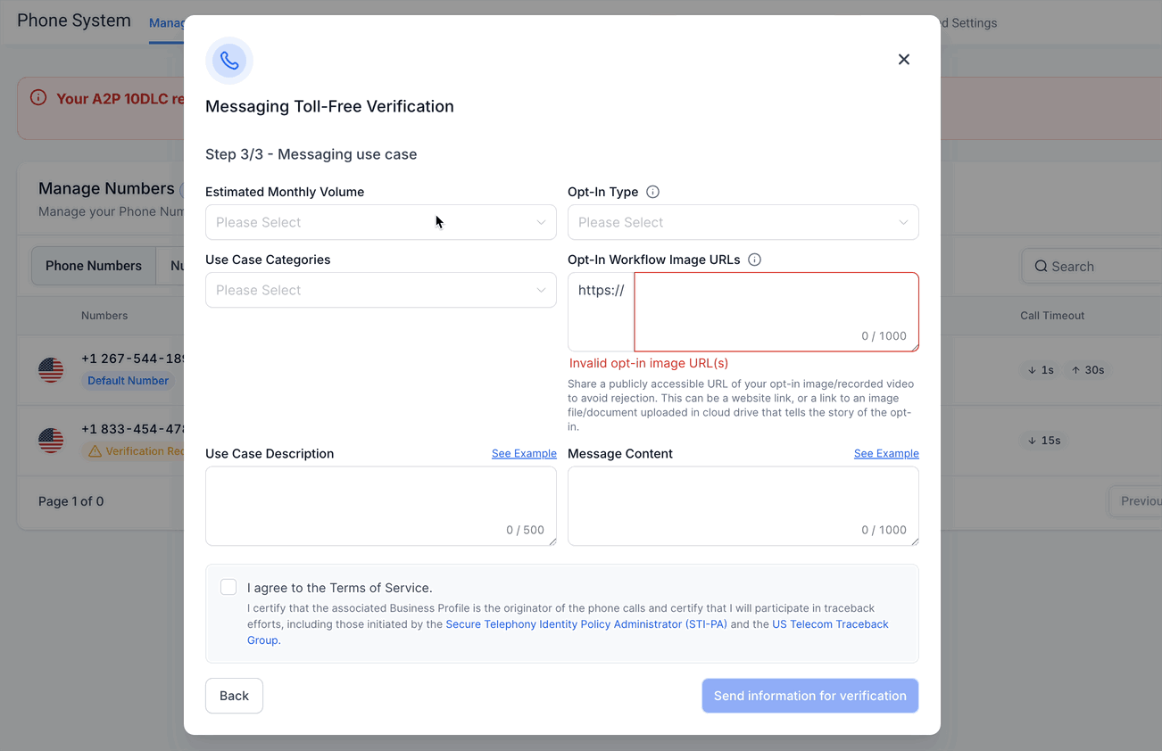 Schermata 11 — Guida alla verifica del numero verde per LC - Phone (US/Canada)