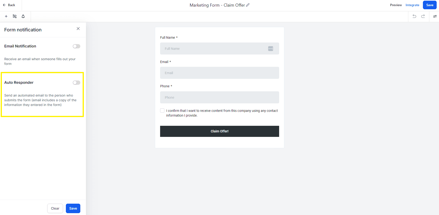 Schermata 2 — Come creare notifiche email automatiche per invii di Form e Survey