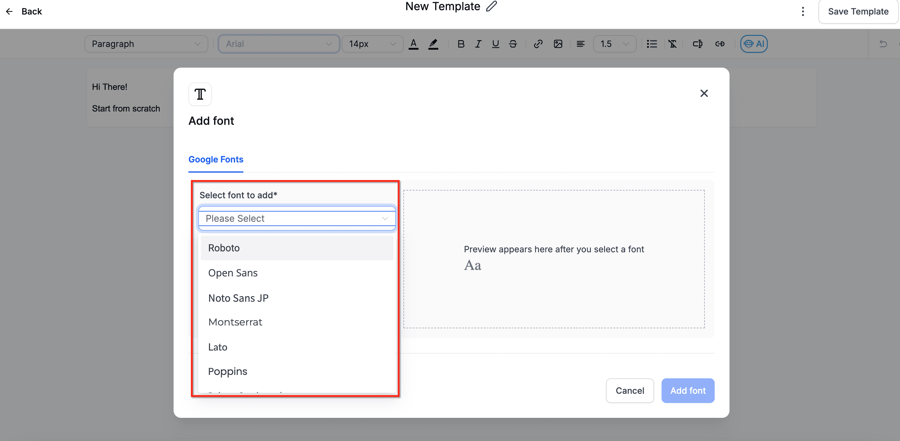 Schermata 3 — Come aggiungere Google Fonts nei template e nelle Campaign email