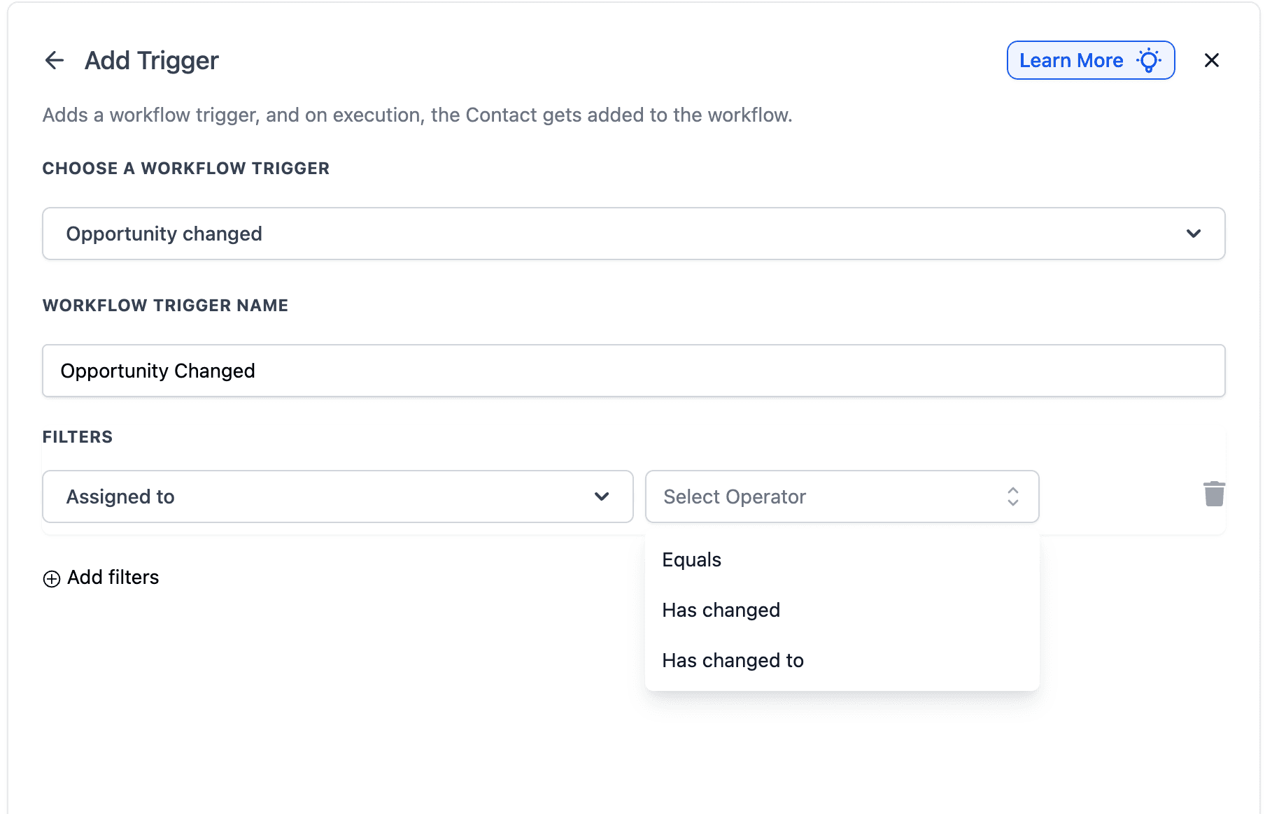 Schermata 4 — Workflow Trigger - Opportunity Changed