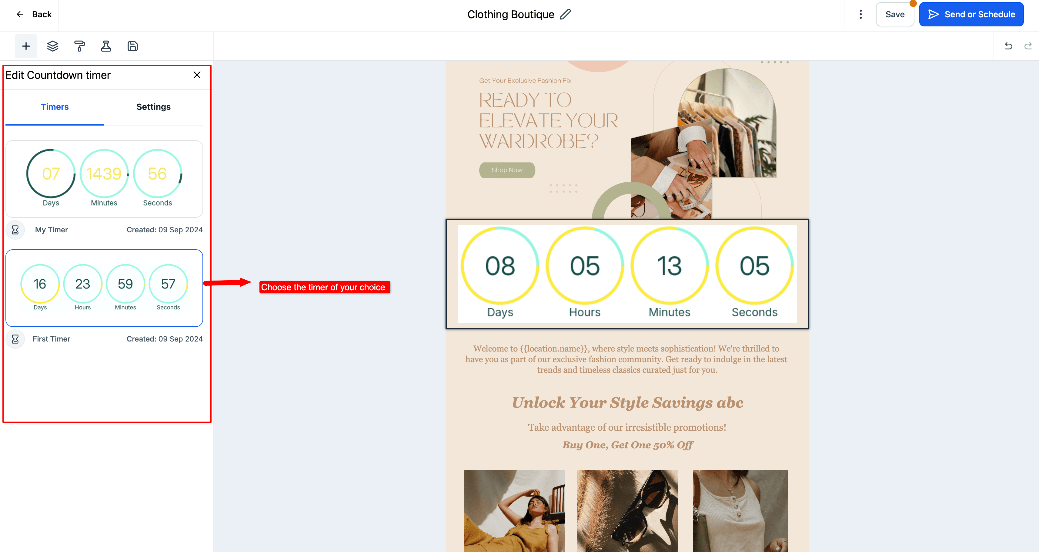 Schermata 2 — Come usare il countdown timer nelle email?