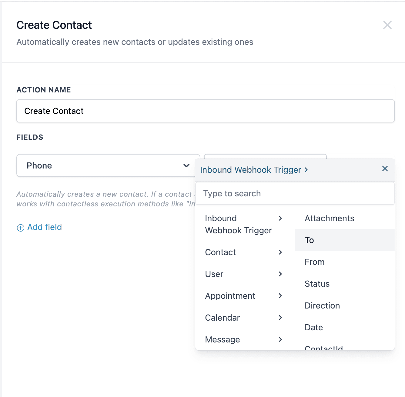 Schermata 3 — Azione Workflow - Registra Chiamata Esterna