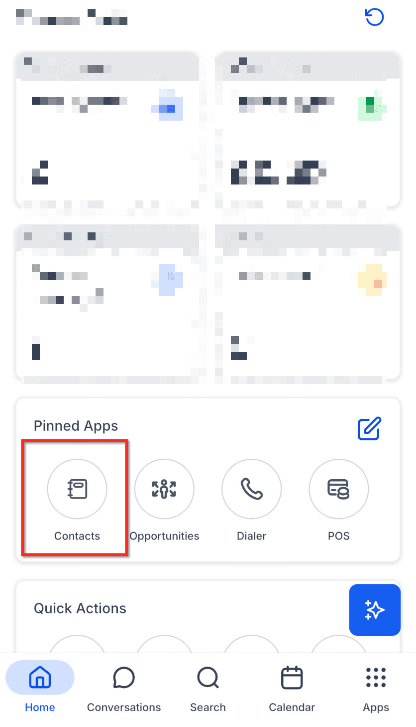 Schermata 1 — Tab Pagamenti in Contatti e Opportunità su Mobile