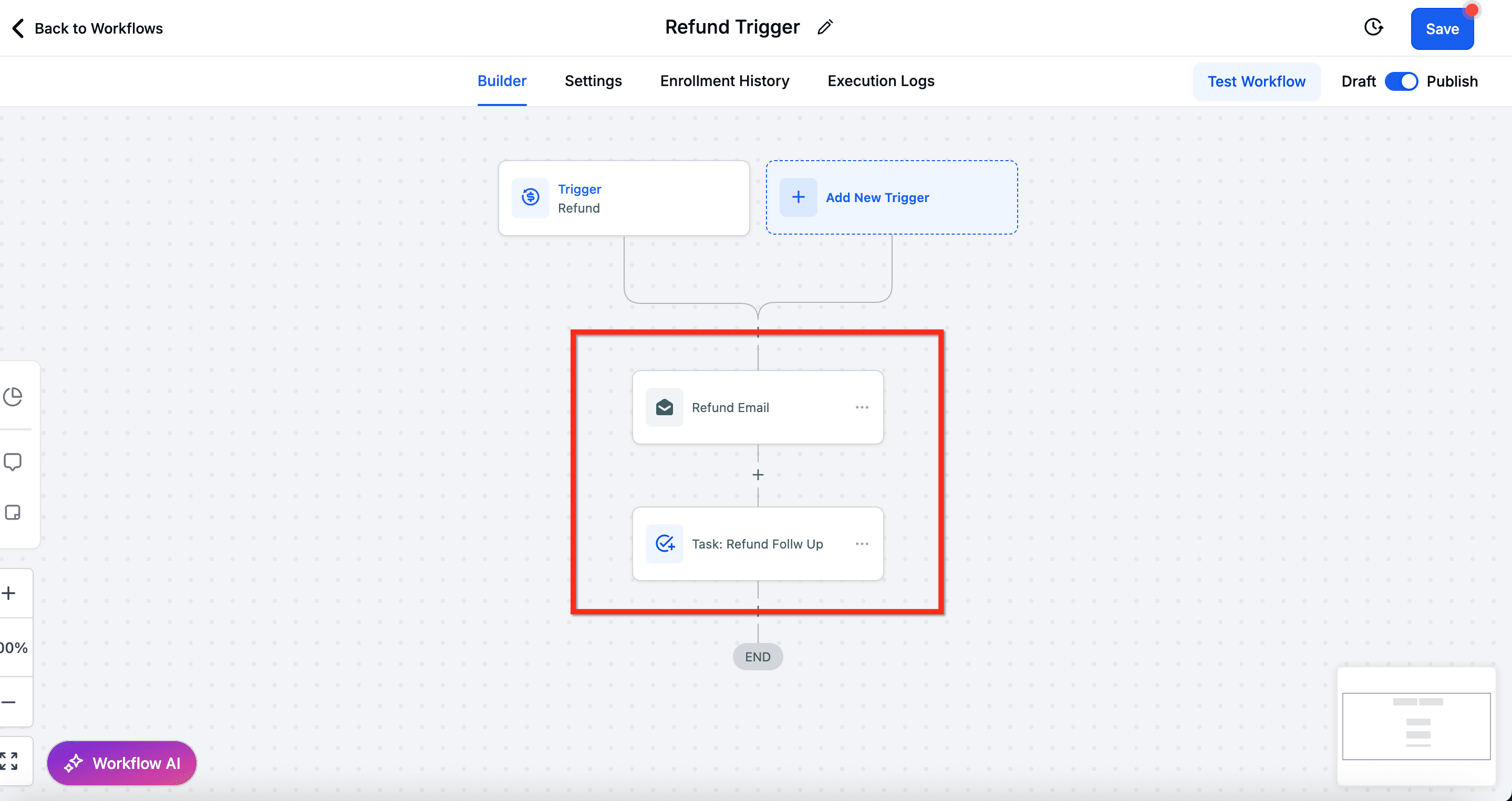 Schermata 4 — Trigger Workflow Rimborso in HITLEAD
